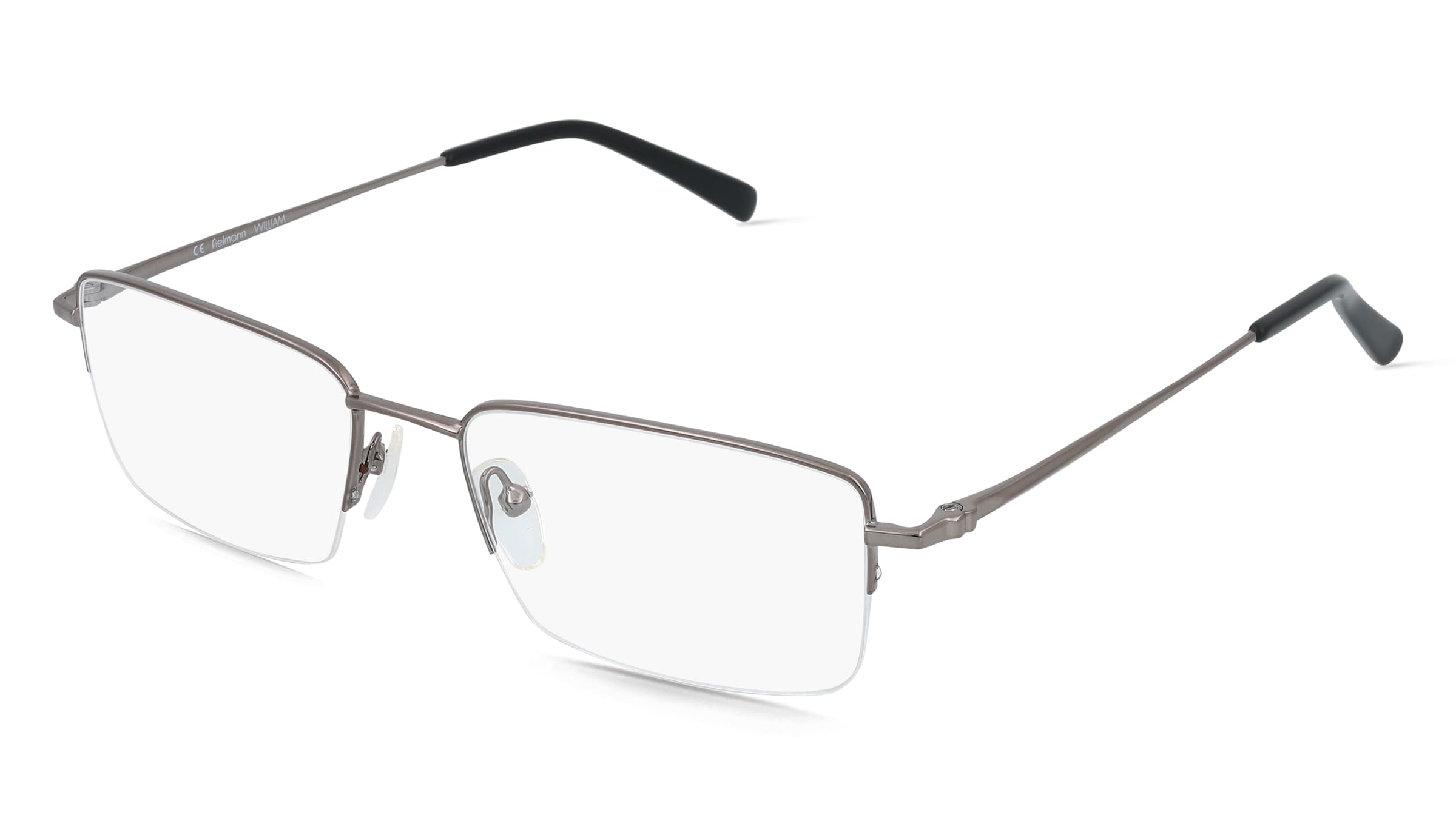 Fielmann OPH 9973 CL WILLIAM Herren-Brille inkl. Gläser Halbrand Quadratisch Edelstahl-Gestell 55/18/145, Grau
