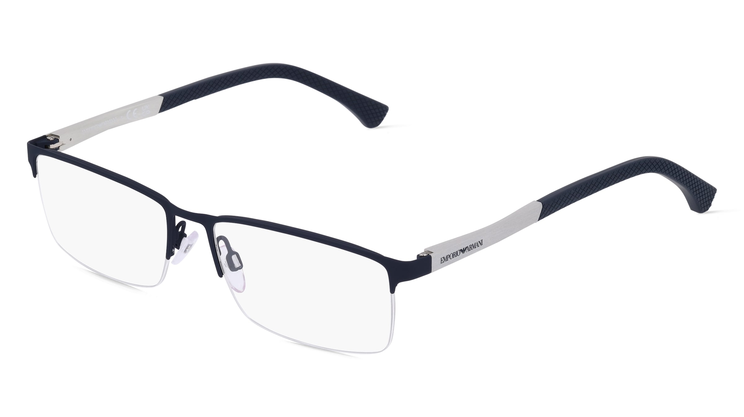 Emporio Armani EA1041 Herren-Brille inkl. Gläser Halbrand Quadratisch Metall-Gestell 57/17/140, Blau