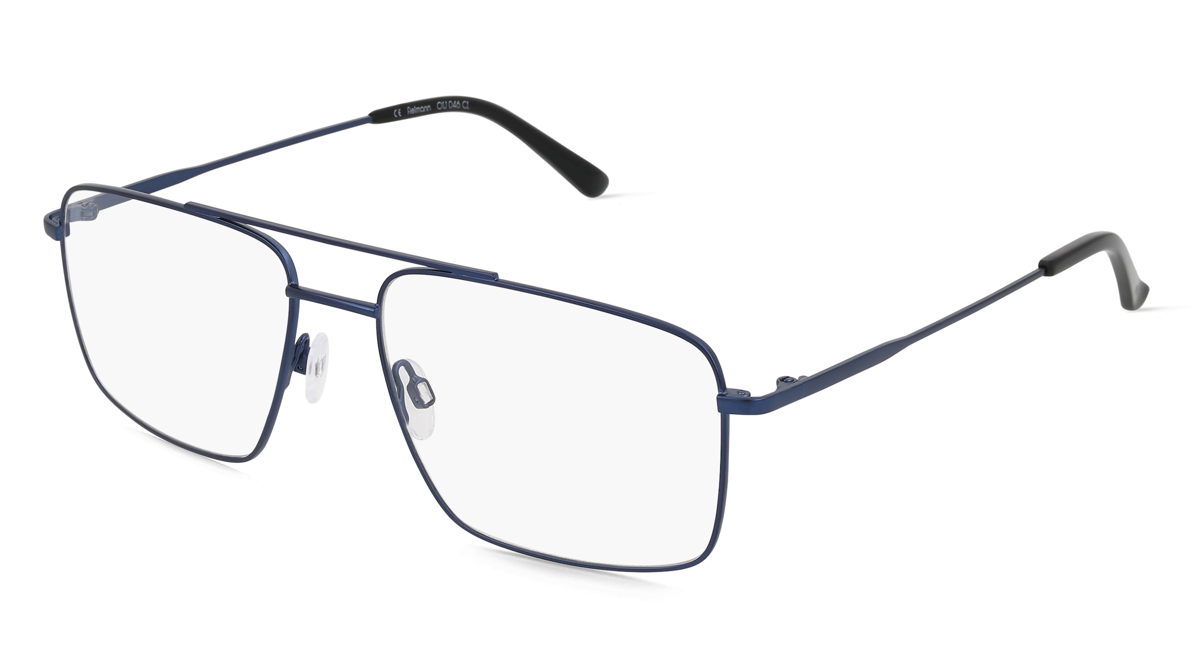 Fielmann OU 046 CL Herren-Brille inkl. Gläser Vollrand Eckig Edelstahl-Gestell 58mm/17mm/150mm, blau