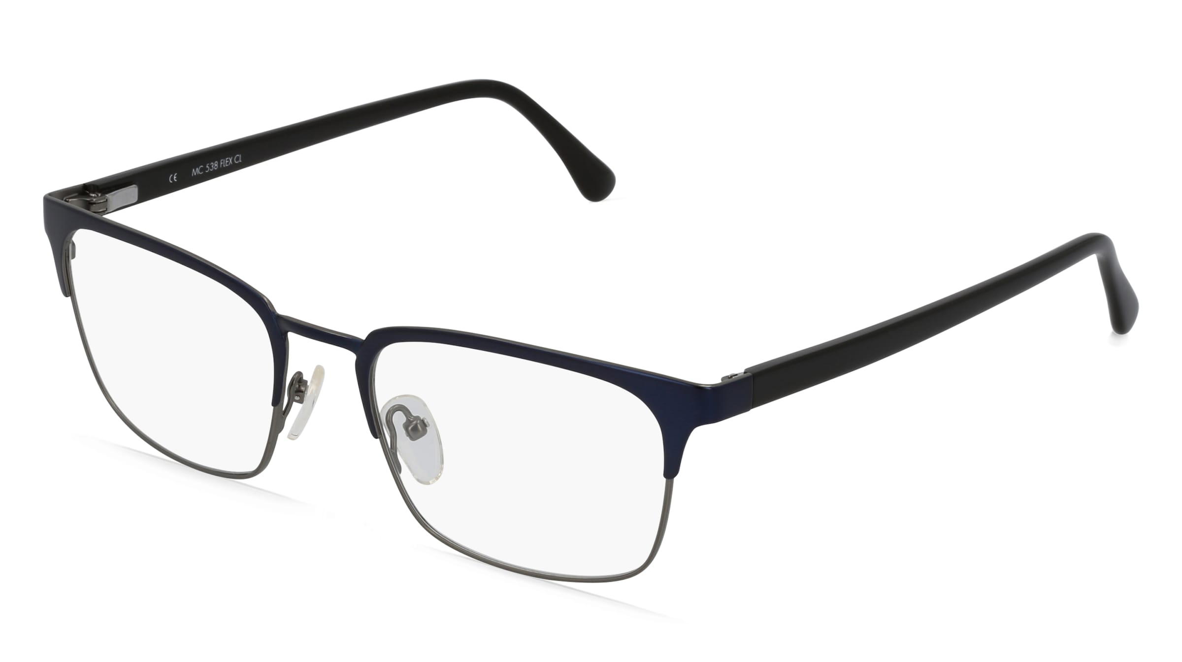 Fielmann MC 538 FLEX CL Herren-Brille inkl. Gläser Vollrand Quadratisch Edelstahl-Gestell 53/19/140, Blau