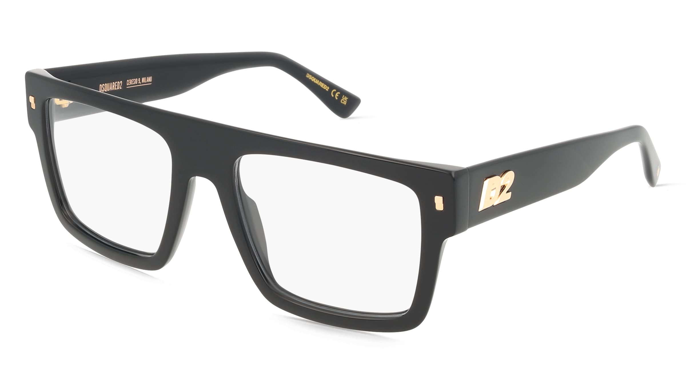 Dsquared2 D2 0147 Herren-Brille inkl. Gläser Vollrand Browline Acetat-Gestell 54/19/145, Schwarz