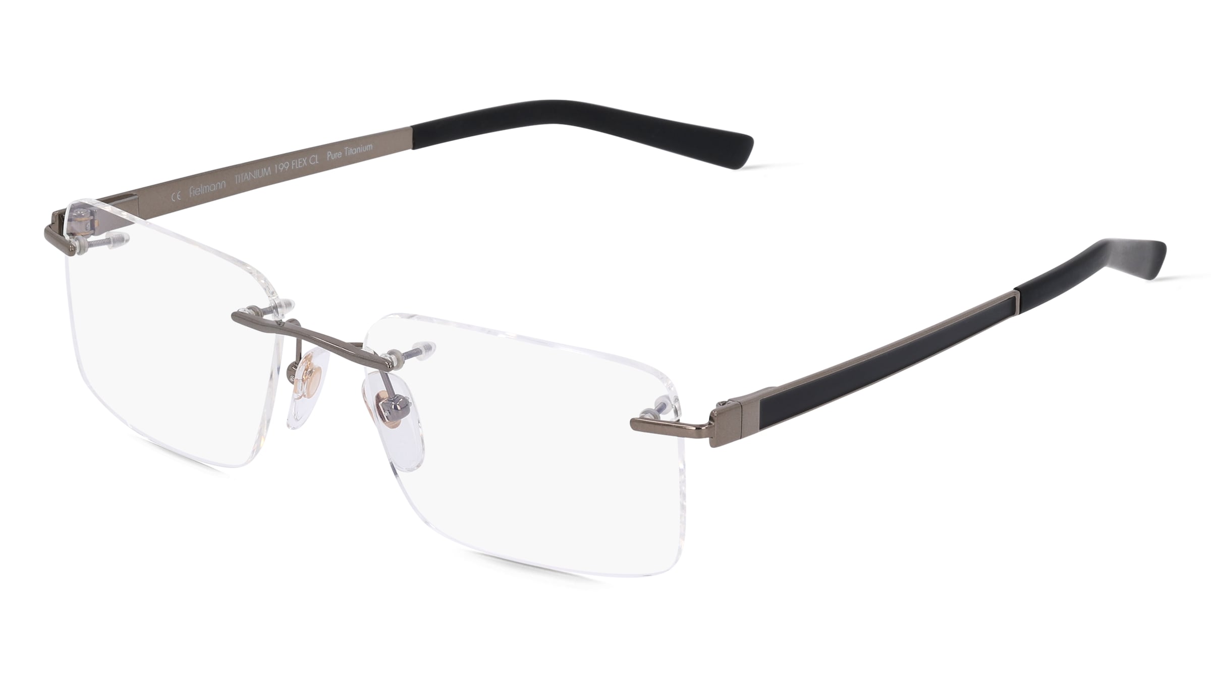 Fielmann TITANIUM 199 FLEX CL Herren-Brille inkl. Gläser Randlos Quadratisch Titan-Gestell 55/18/140, Grau