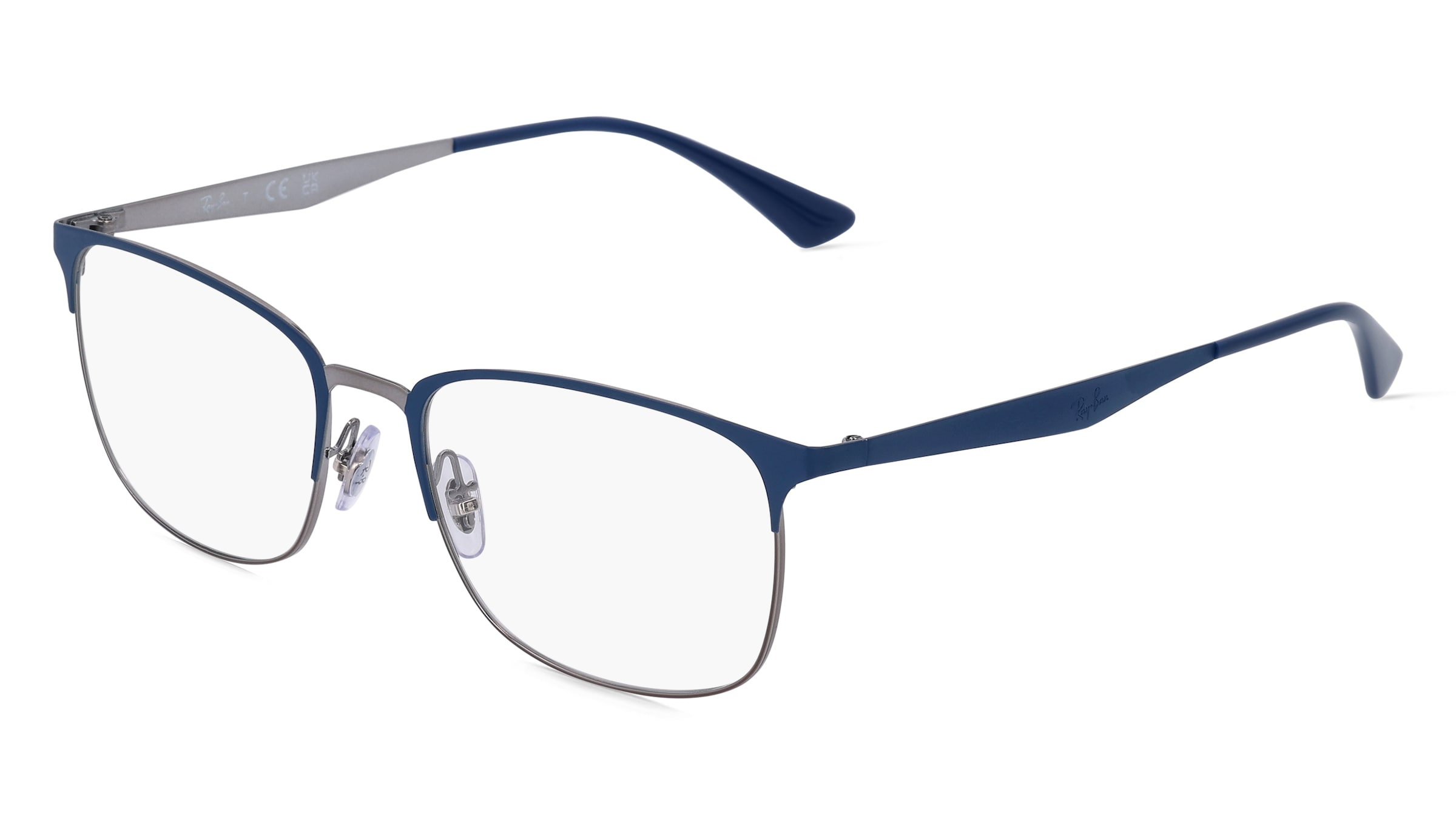 Ray-Ban RX6421 Unisex-Brille inkl. Gläser Halbrand Quadratisch Metall-Gestell 54/18/145, Blau