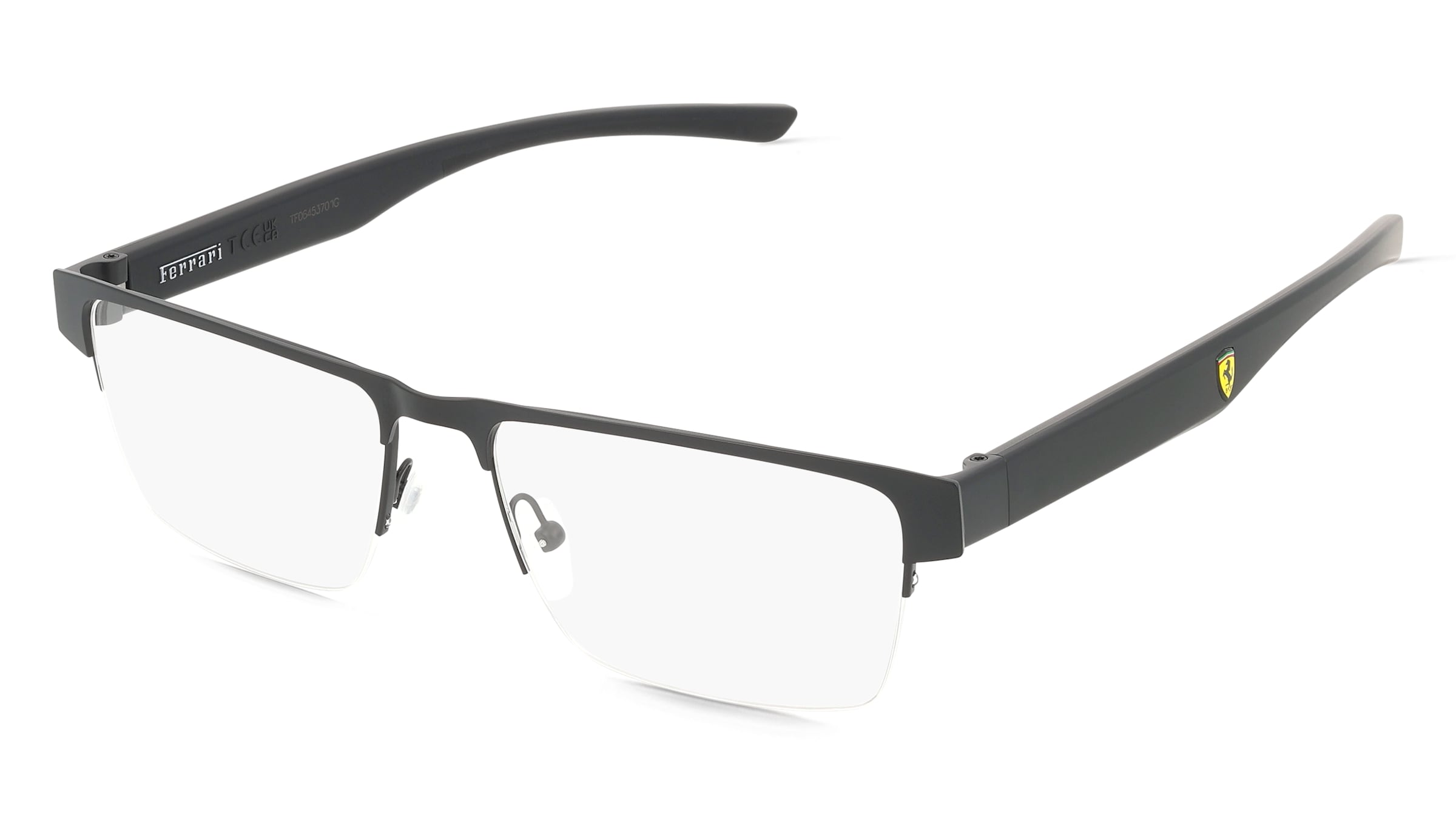 Scuderia Ferrari FZ7007 Herren-Brille inkl. Gläser Halbrand Halb Metall-Gestell 55/17/145, Schwarz