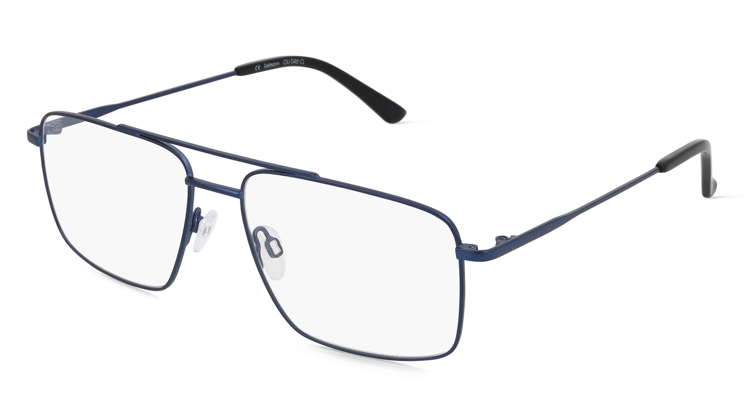 Fielmann OU 046 CL Herren-Brille inkl. Gläser Vollrand Eckig Edelstahl-Gestell 58mm/17mm/150mm, blau