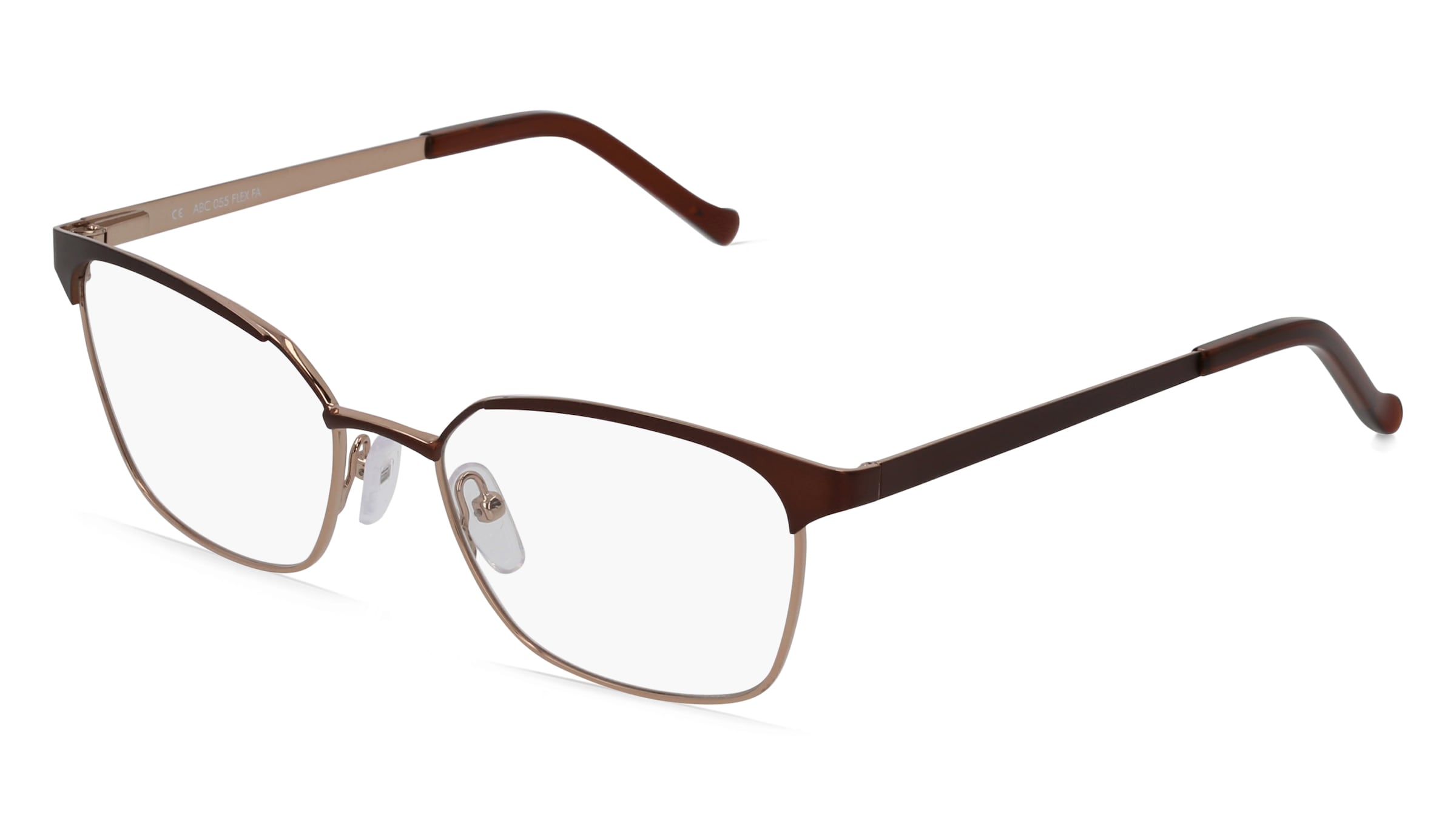 Fielmann ABC 055 FLEX FA Damen-Brille inkl. Gläser Vollrand Quadratisch Edelstahl-Gestell 52/17/130, Braun