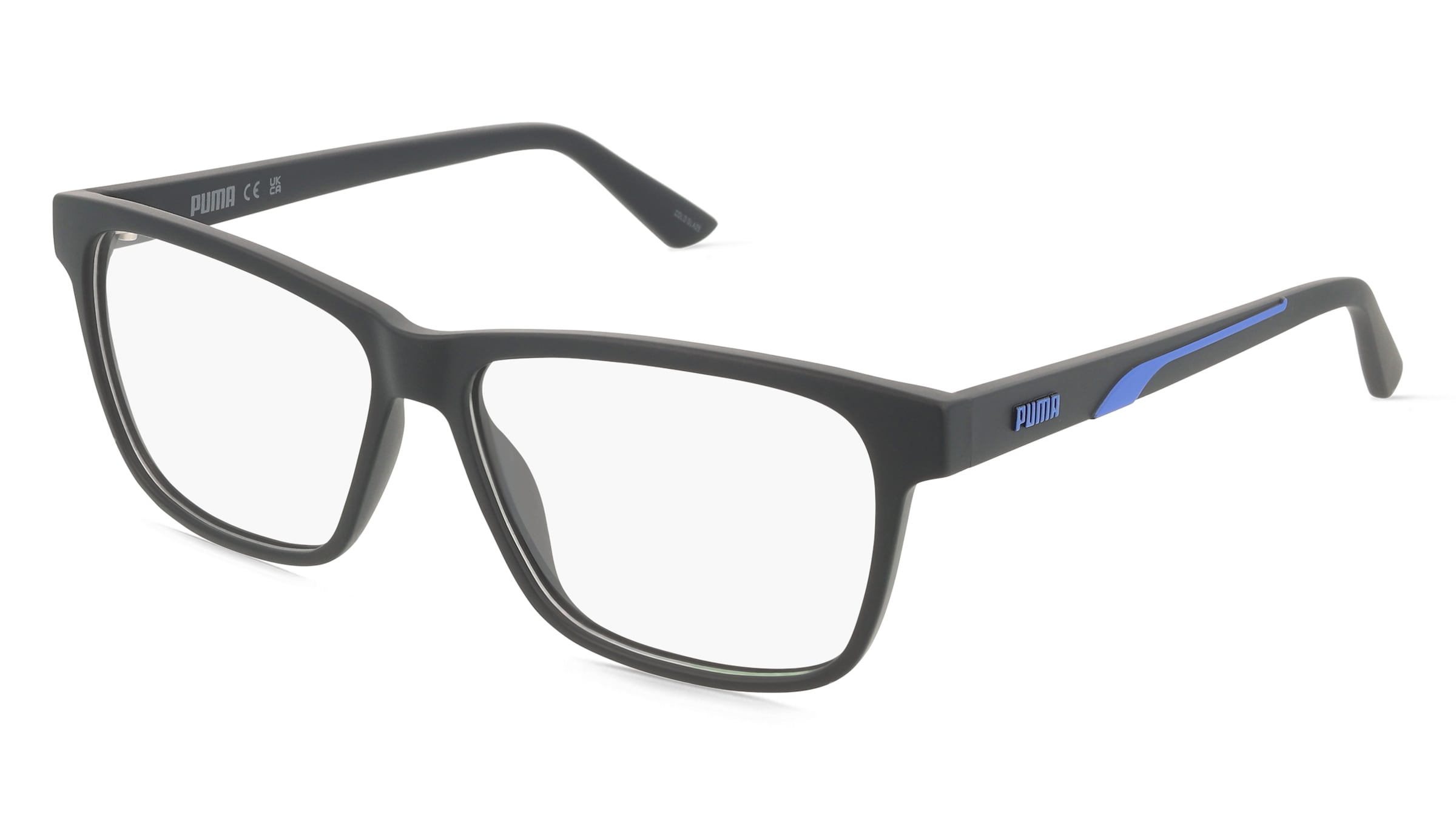 Puma PU0470O Unisex-Brille inkl. Gläser Vollrand Quadratisch Kunststoff-Gestell 57/14/145, Schwarz