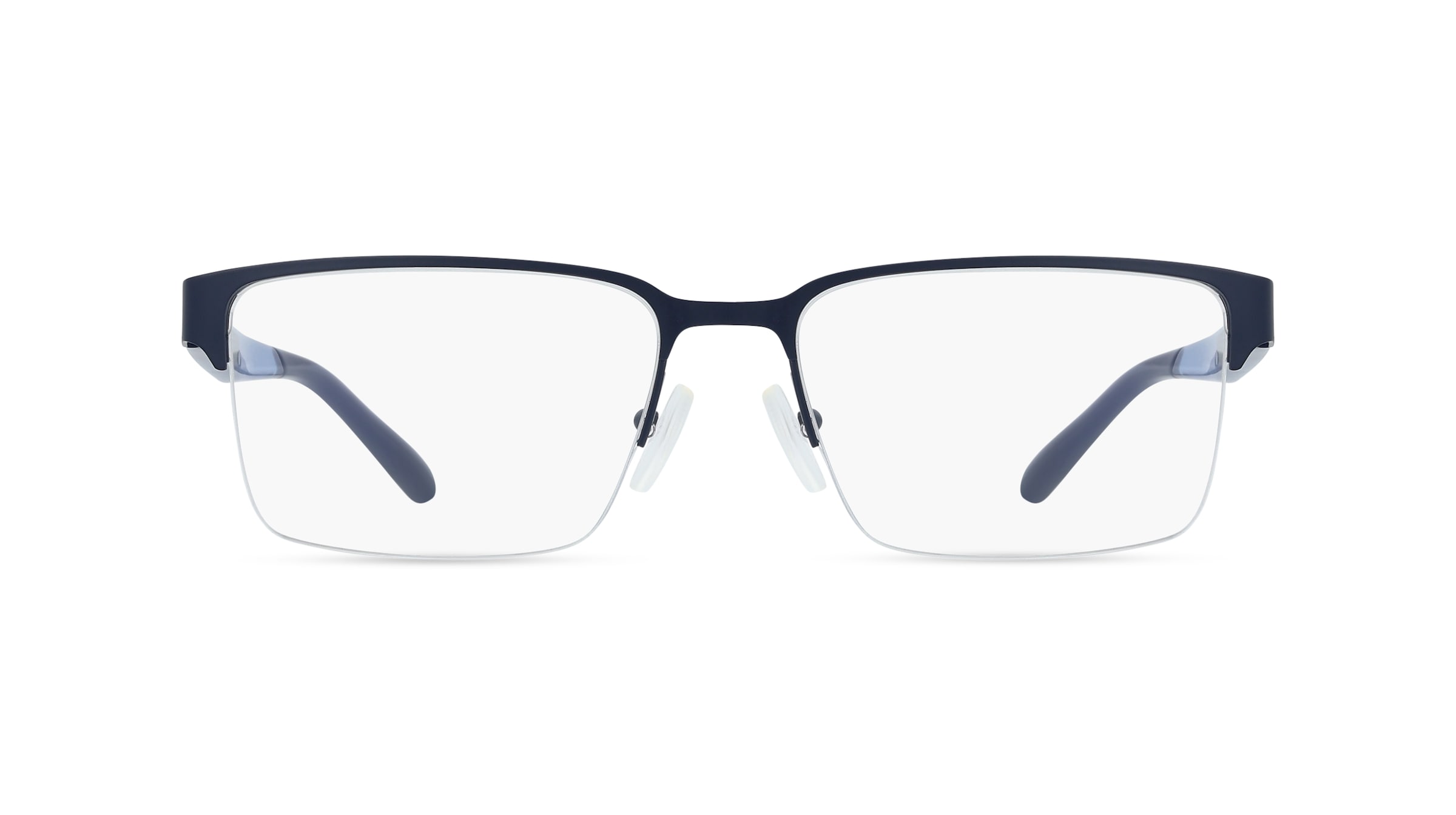 Emporio Armani AX1075 Herren-Brille inkl. Gläser Halbrand Eckig Metall-Gestell 55/18/145, Blau