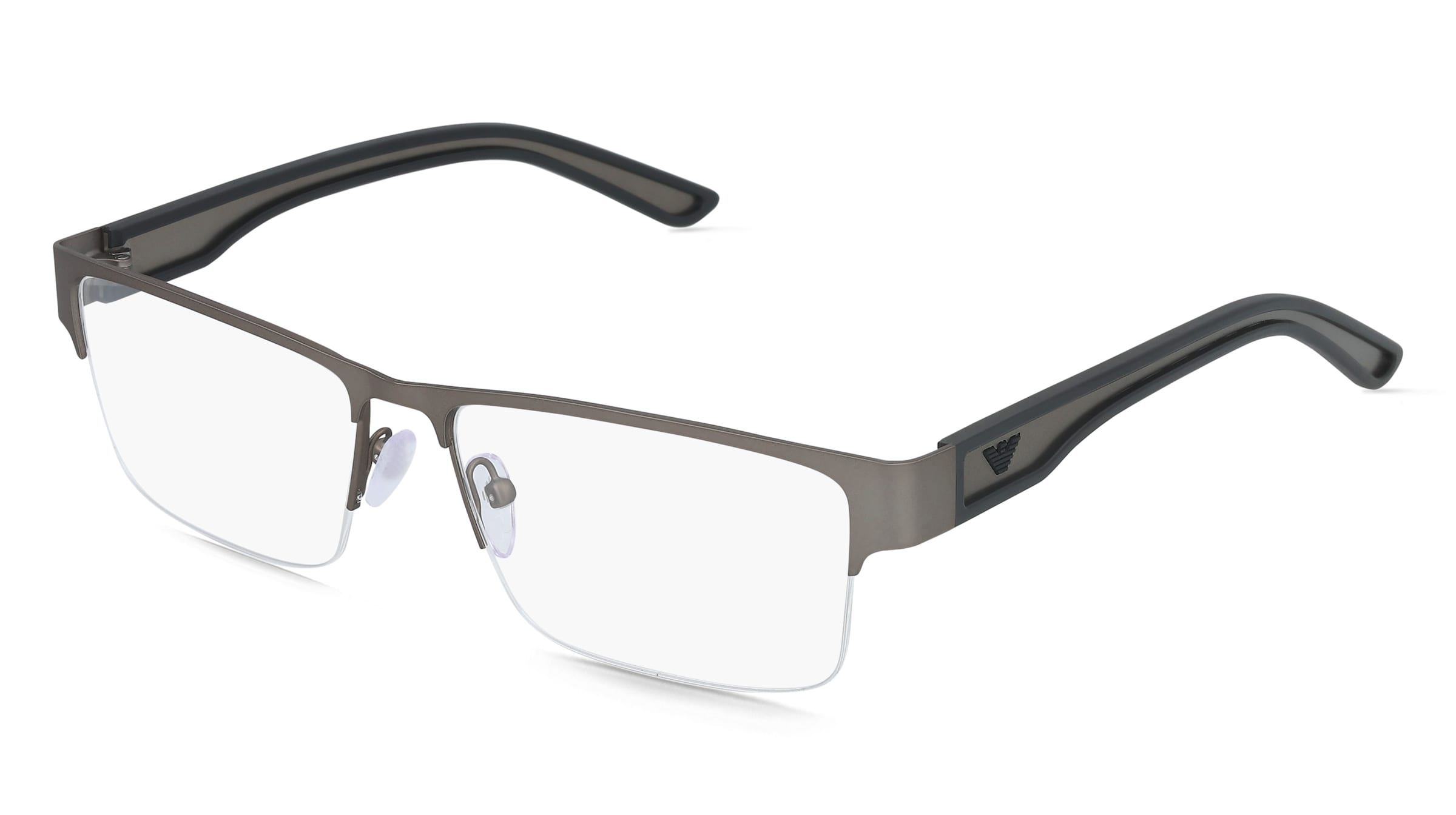 Emporio Armani EA1182 Herren-Brille inkl. Gläser Halbrand Eckig Metall-Gestell 57/16/145, Grau