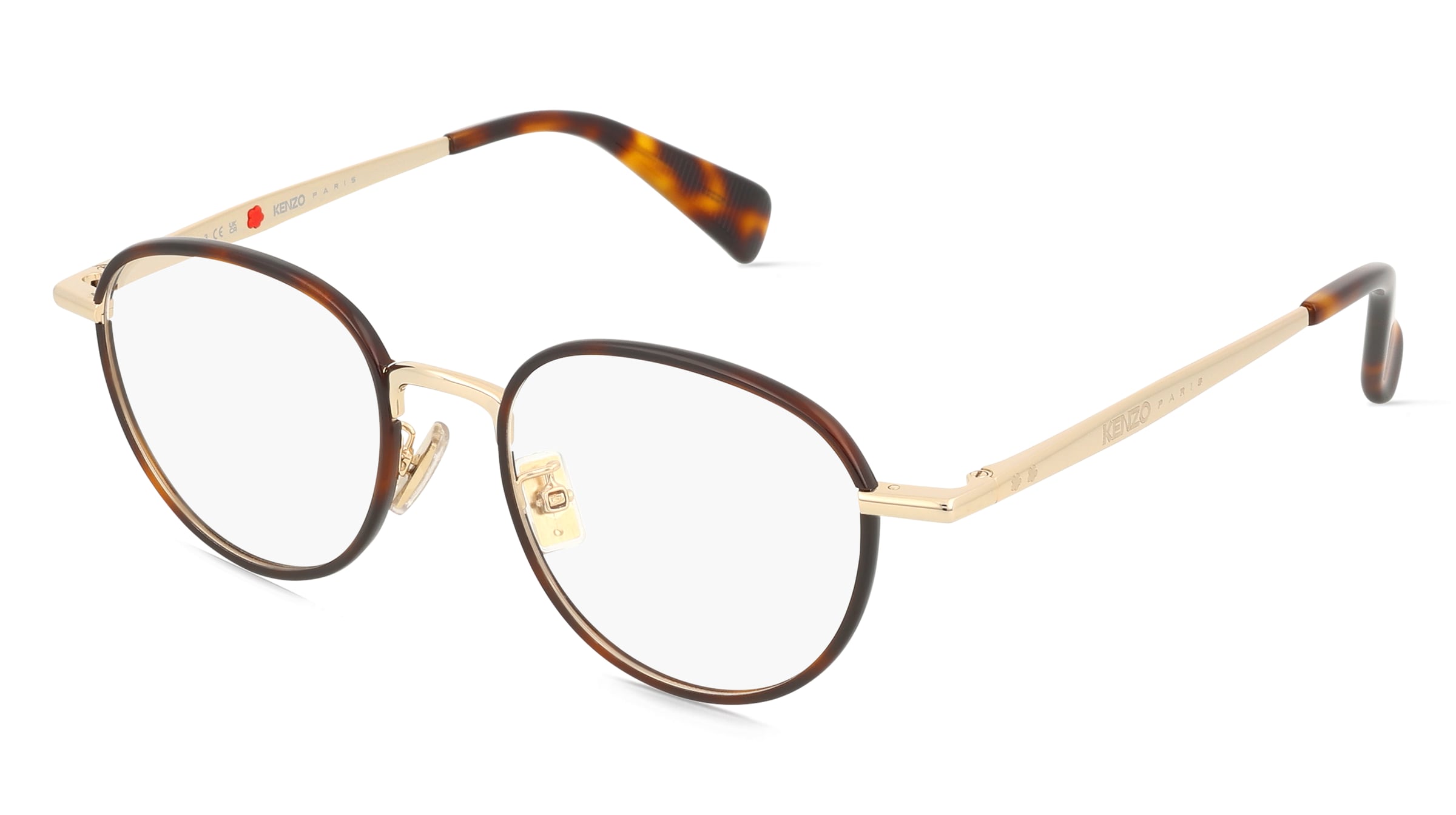 Kenzo KZ50223U BOKE FLOWER Unisex-Brille inkl. Gläser Vollrand Rund Metall-Gestell 49/18/145, Gelb