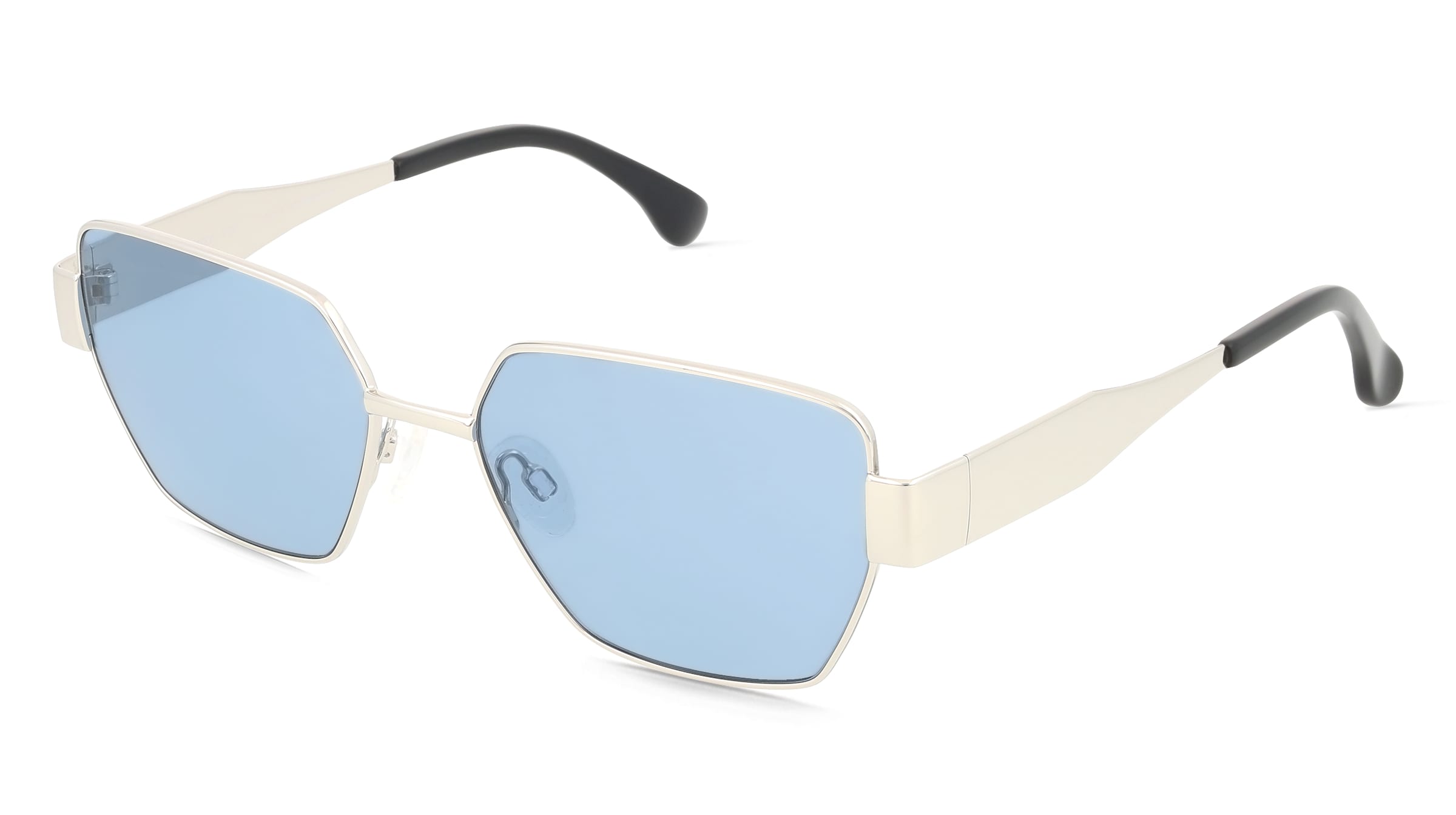 Fielmann BD 591 SUN FA VEGA Damen-Sonnenbrille Vollrand Geometrisch Edelstahl-Gestell, Silber