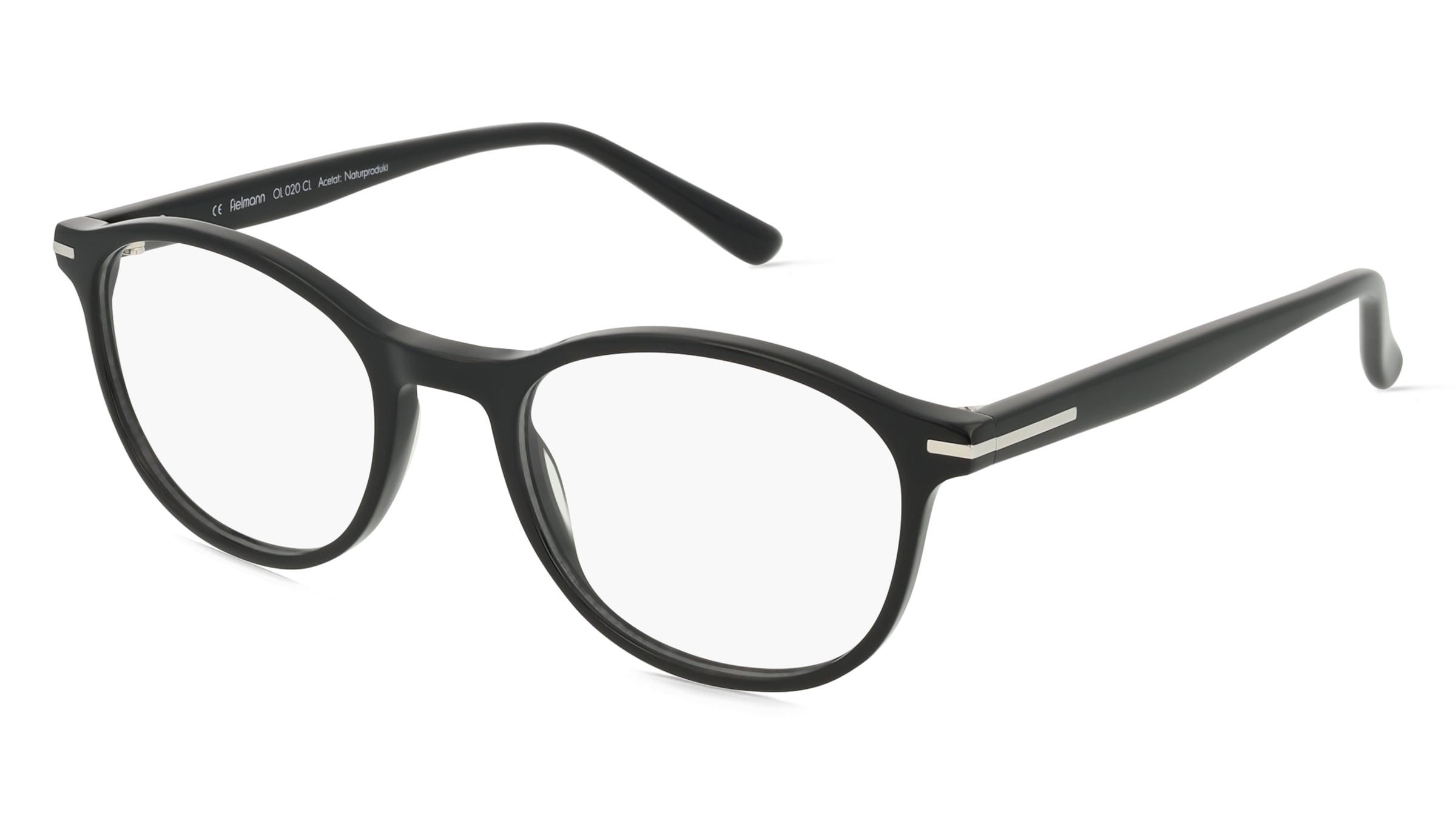 Fielmann OL 020 CL Unisex-Brille inkl. Gläser Vollrand Panto Acetat-Gestell 51/20/145, Schwarz