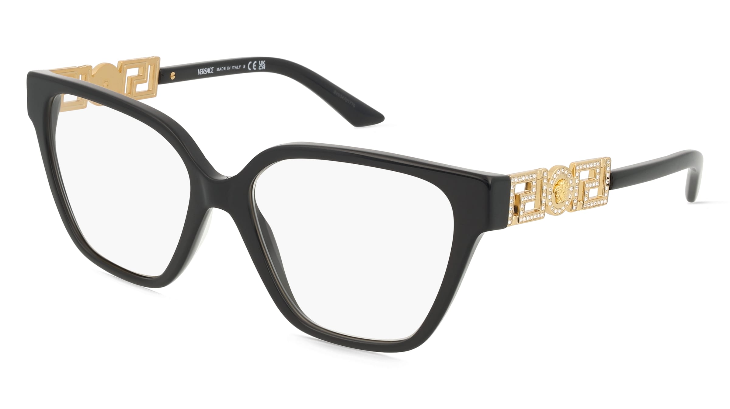 Versace 0VE3358B Damen-Brille inkl. Gläser Vollrand Quadratisch Acetat-Gestell 54/16/140, Schwarz