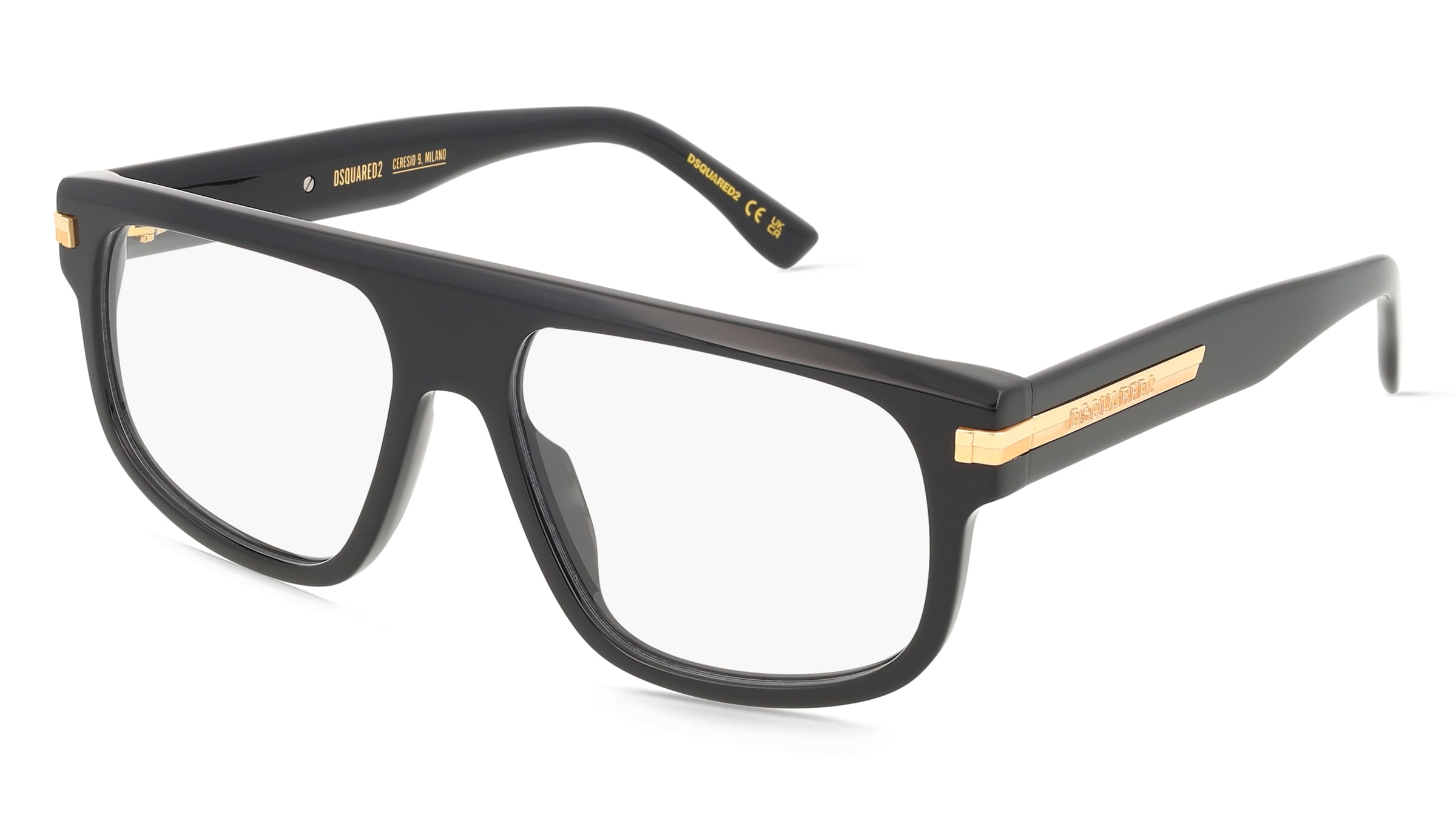 Dsquared2 D20179 Herren-Brille inkl. Gläser Vollrand Browline Acetat-Gestell 56/16/145, Schwarz