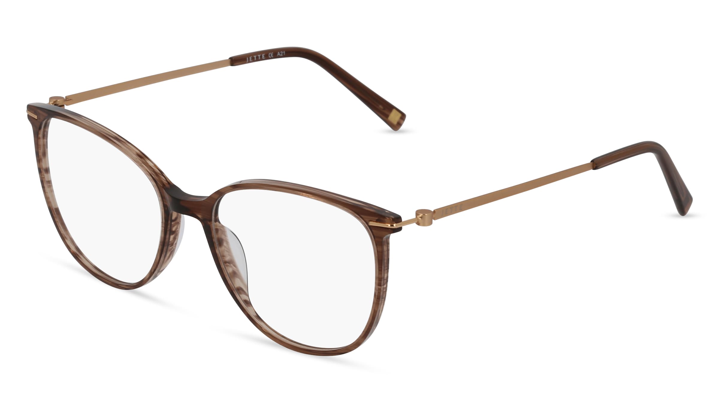 Jette 7019 Unisex-Brille inkl. Gläser Vollrand Panto Acetat-Gestell 53/17/135, Braun