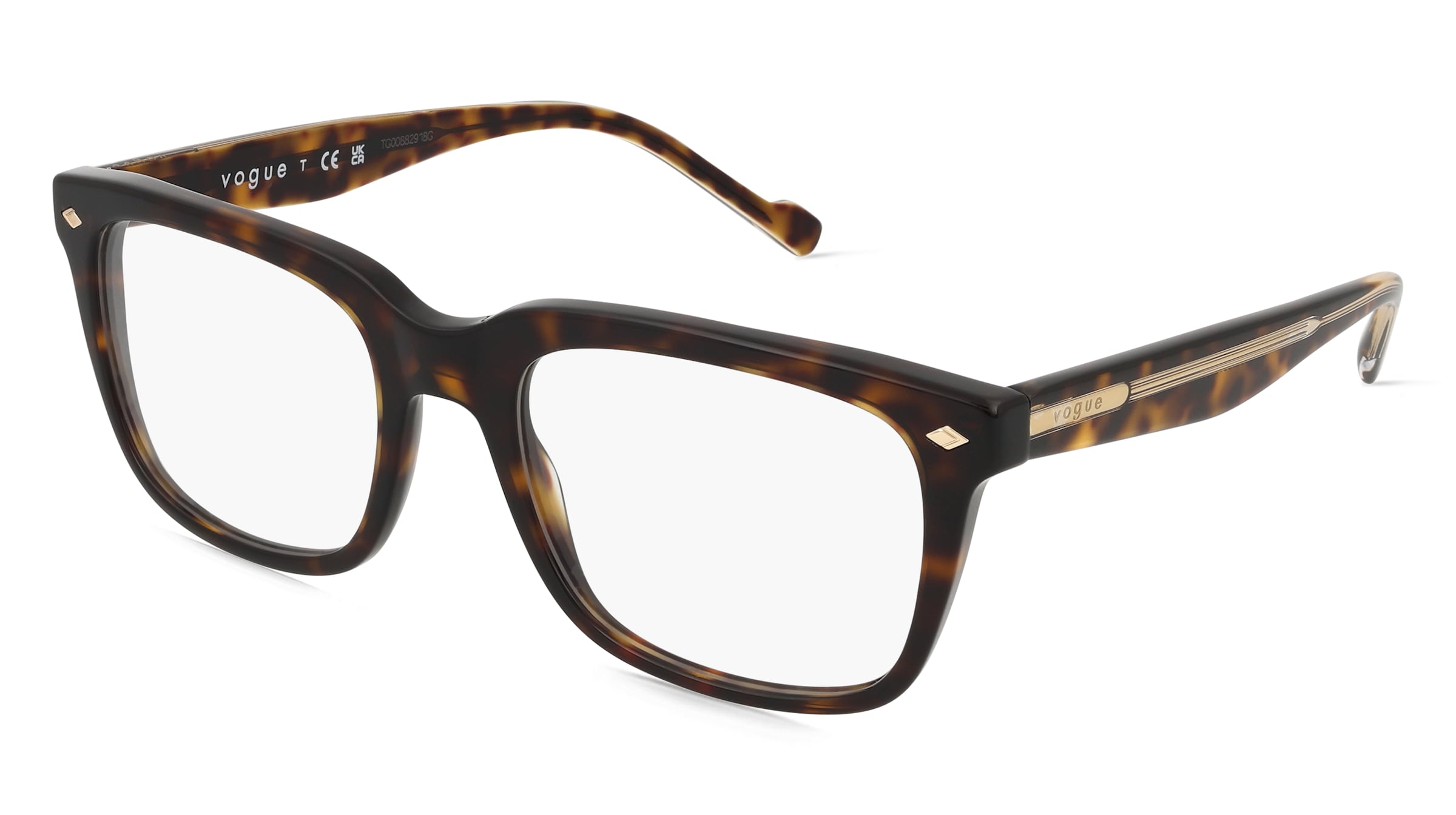 Vogue 0VO5572 Herren-Brille inkl. Gläser Vollrand Quadratisch Acetat-Gestell 54/20/145, Havanna