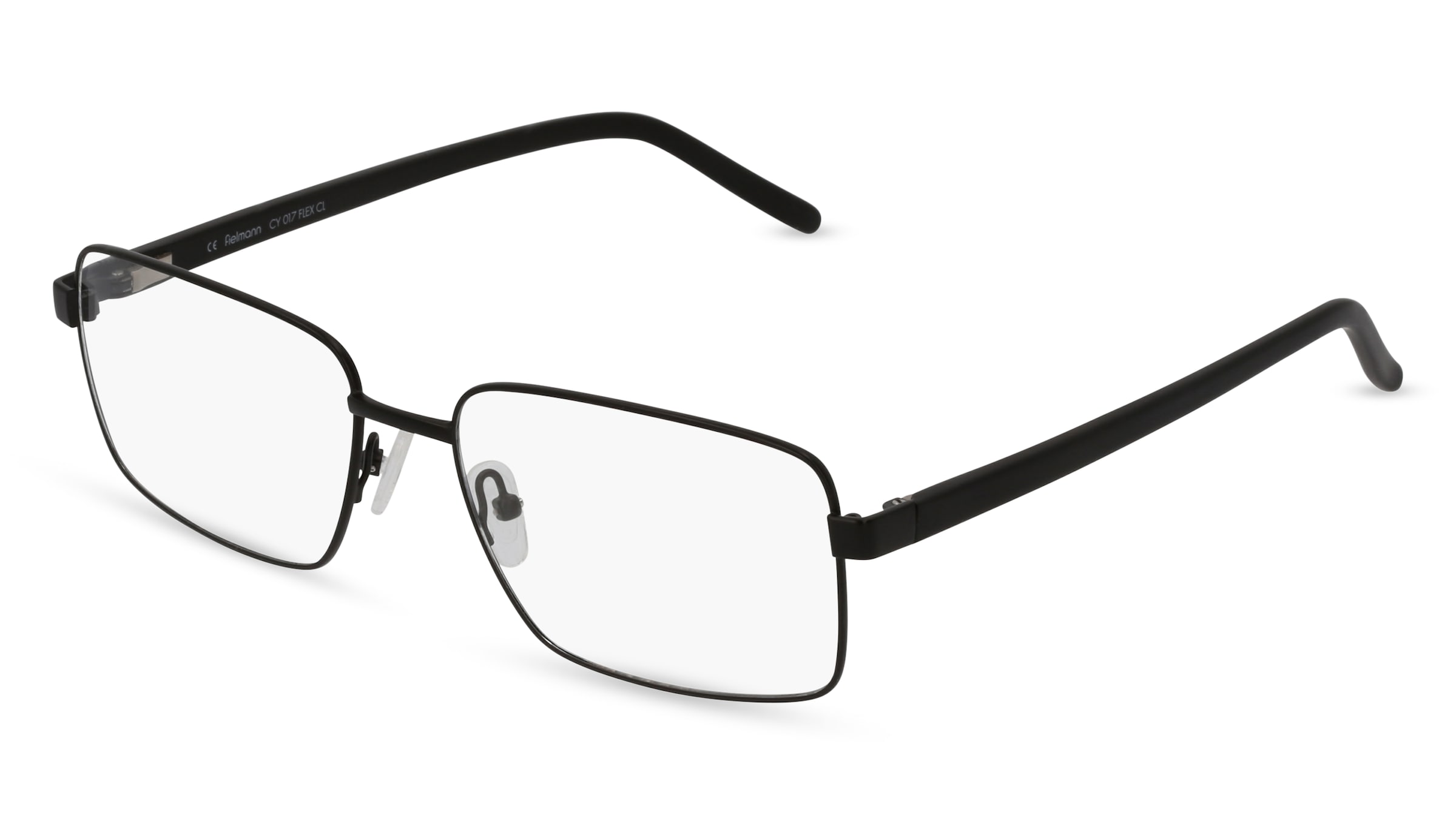 Fielmann CY 017 FLEX CL Herren-Brille inkl. Gläser Vollrand Quadratisch Edelstahl-Gestell 57/17/140, Schwarz