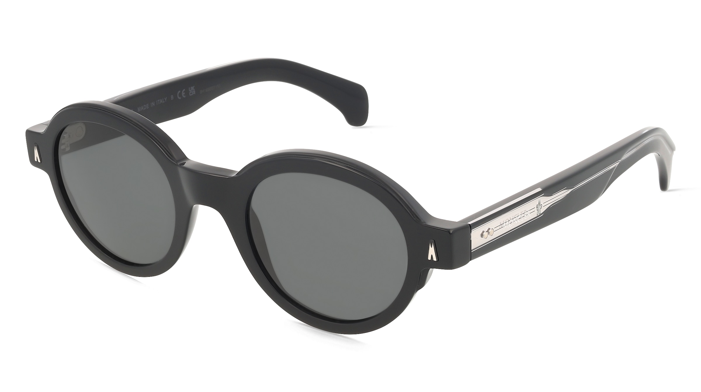 Moncler ME6003 RONDOSA Unisex-Sonnenbrille Vollrand Rund Acetat-Gestell, Schwarz