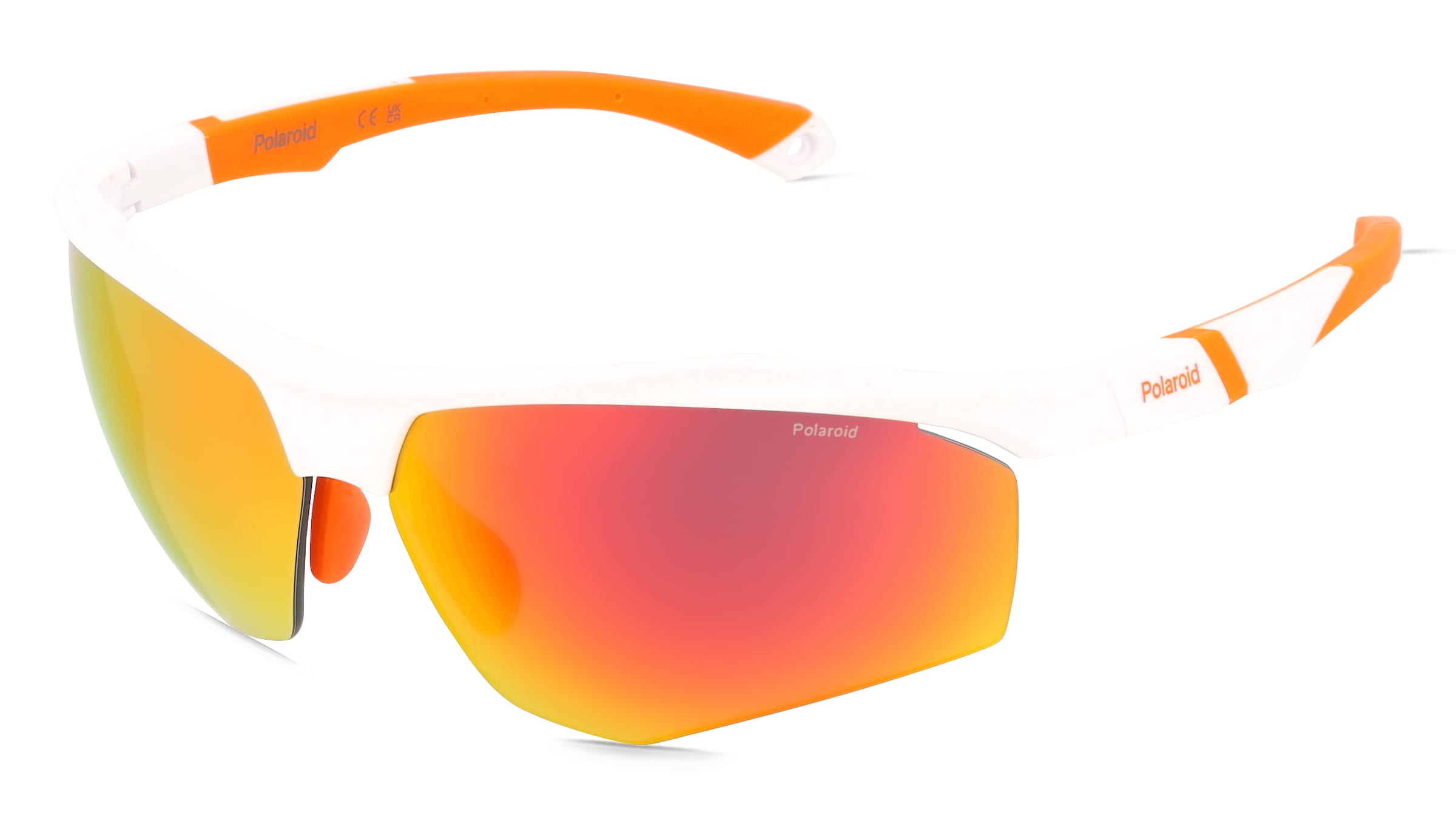 Polaroid 207374 Herren-Sonnenbrille Halbrand Eckig Kunststoff-Gestell, Weiß