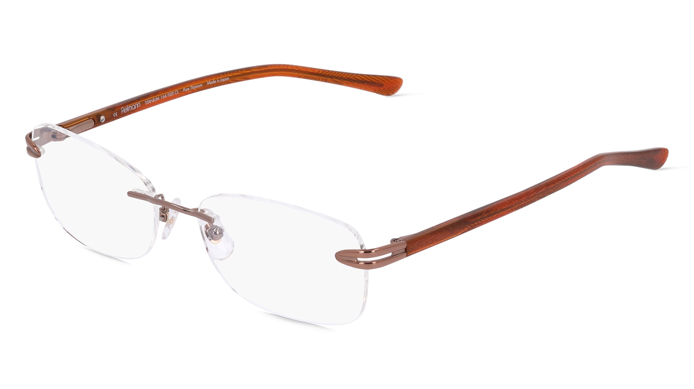 Fielmann TITANIUM 164 FLEX CL Damen-Brille inkl. Gläser Randlos Quadratisch Titan-Gestell 53/16/130, Braun
