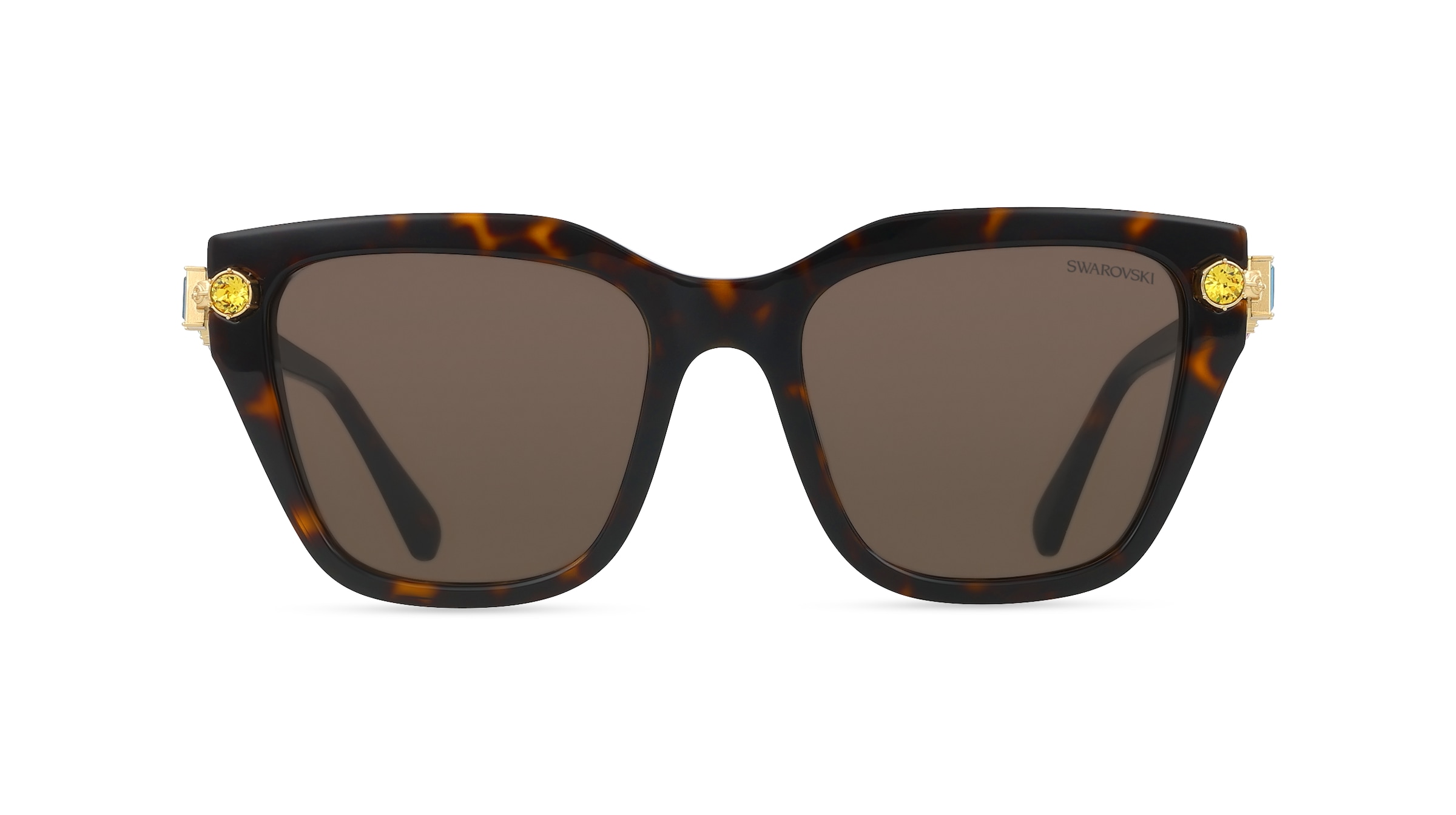 Swarovski SK6041 Damen-Sonnenbrille Vollrand Geometrisch Acetat-Gestell, Havanna