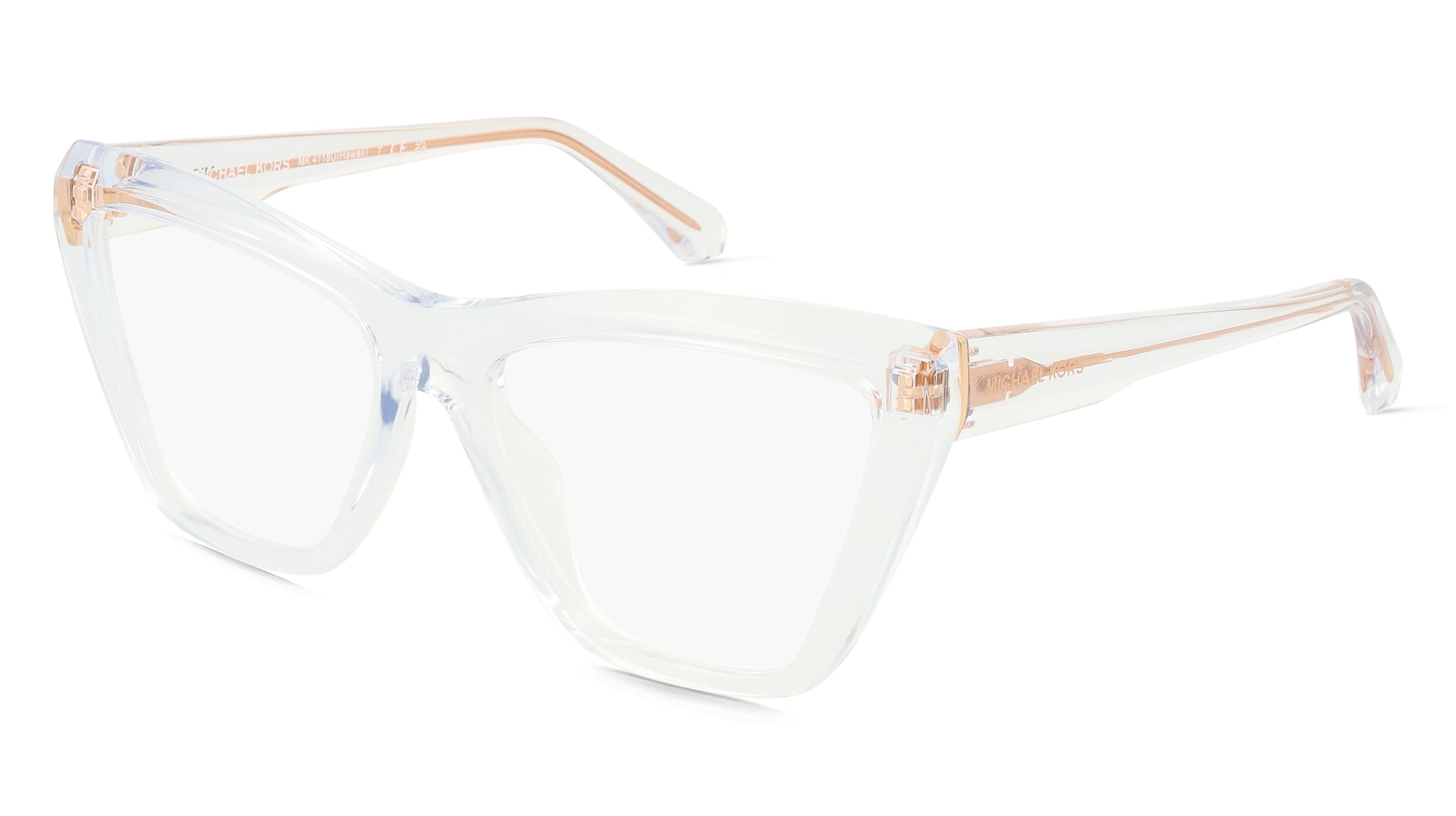 Michael Kors 0MK4118U HAWAII Damen-Brille inkl. Gläser Vollrand Cat Eye Acetat-Gestell 54/16/140, Weiß