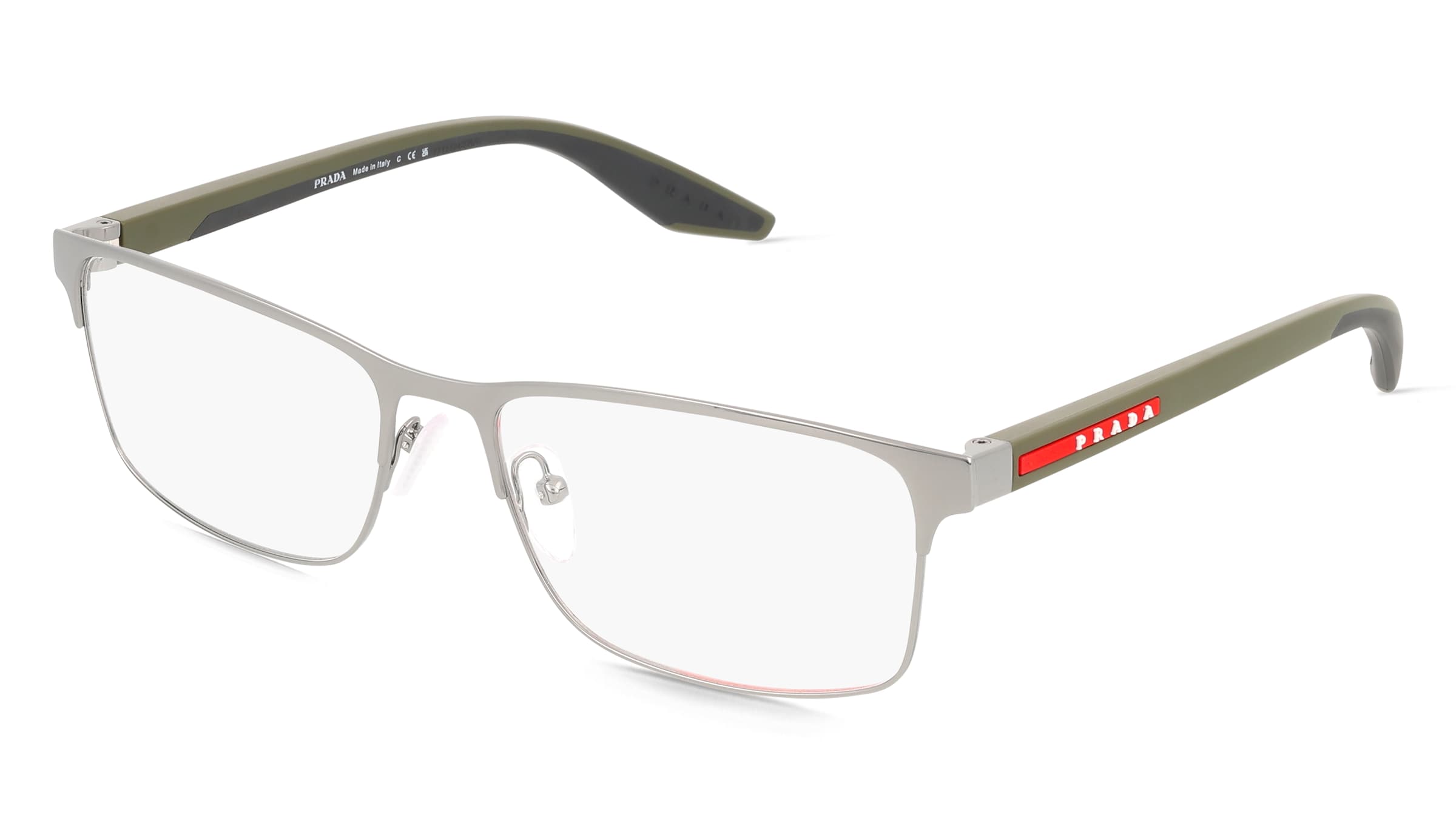 Prada Linea Rossa PS50PV Herren-Brille inkl. Gläser Vollrand Eckig Edelstahl-Gestell 57/17/145, Grau
