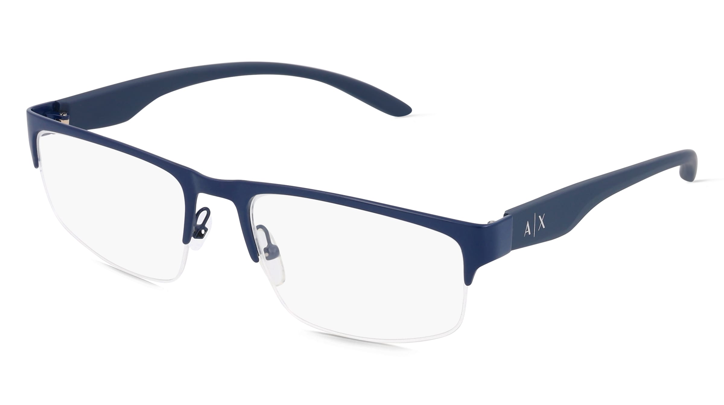 Armani Exchange AX1054 Herren-Brille inkl. Gläser Halbrand Quadratisch Metall-Gestell 55/18/140, Blau