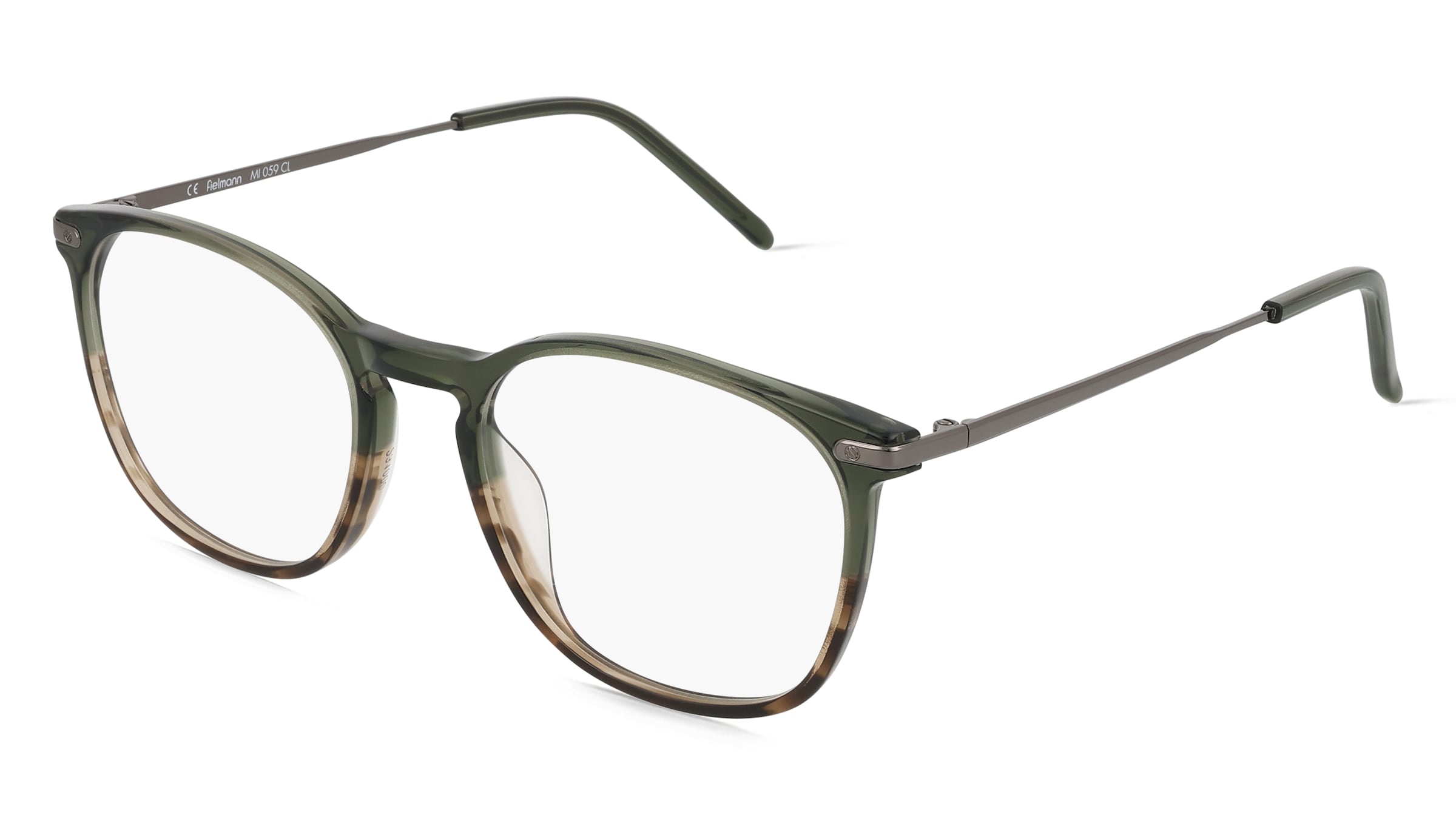 Fielmann MI 059 CL Herren-Brille inkl. Gläser Vollrand Panto Acetat-Gestell 52/19/145, Grün