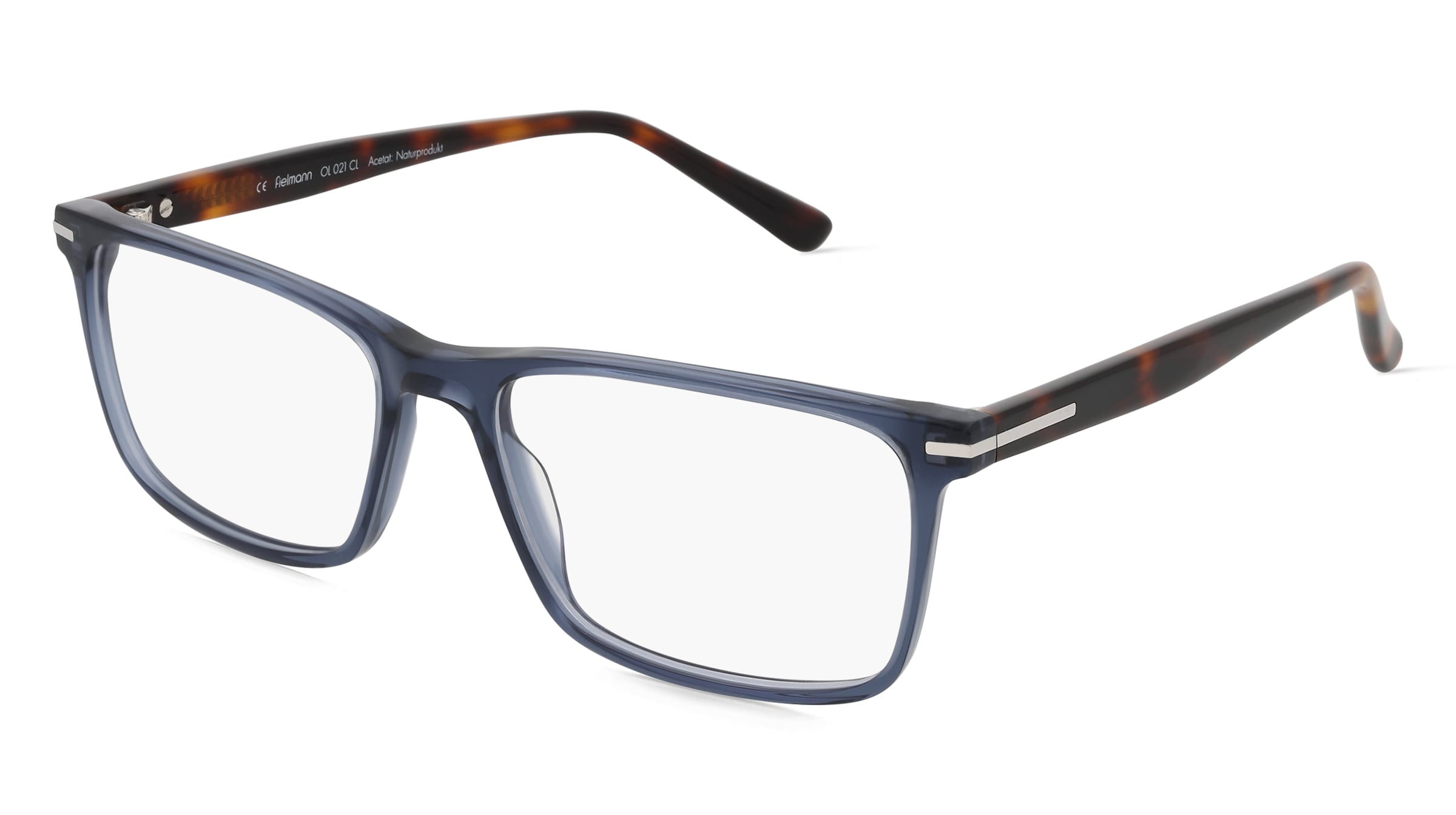 Fielmann OL 021 CL Herren-Brille inkl. Gläser Vollrand Eckig Acetat-Gestell 55mm/17mm/145mm, blau