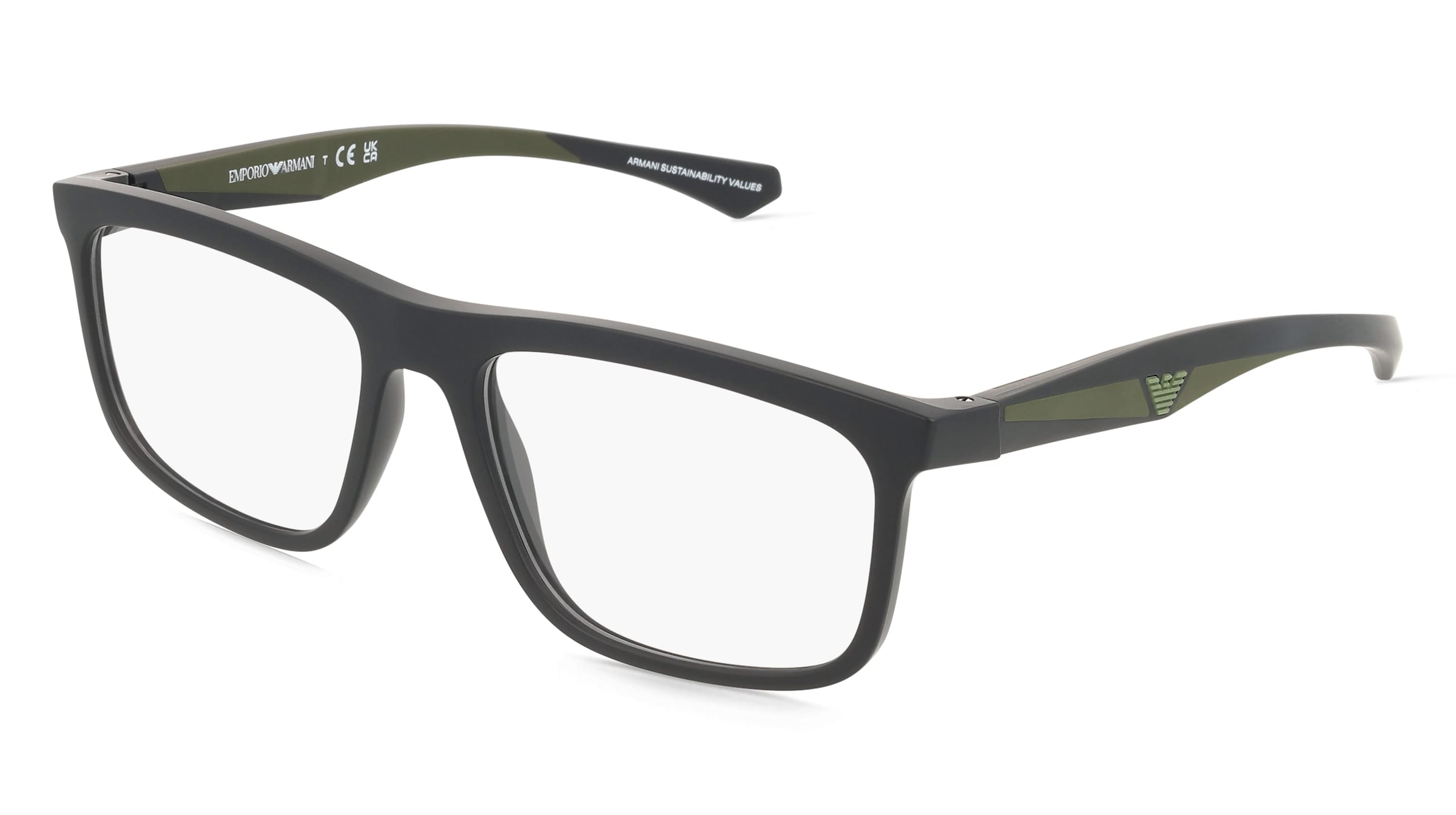 Emporio Armani EA3246 Herren-Brille inkl. Gläser Vollrand Quadratisch Kunststoff-Gestell 55/17/145, Schwarz