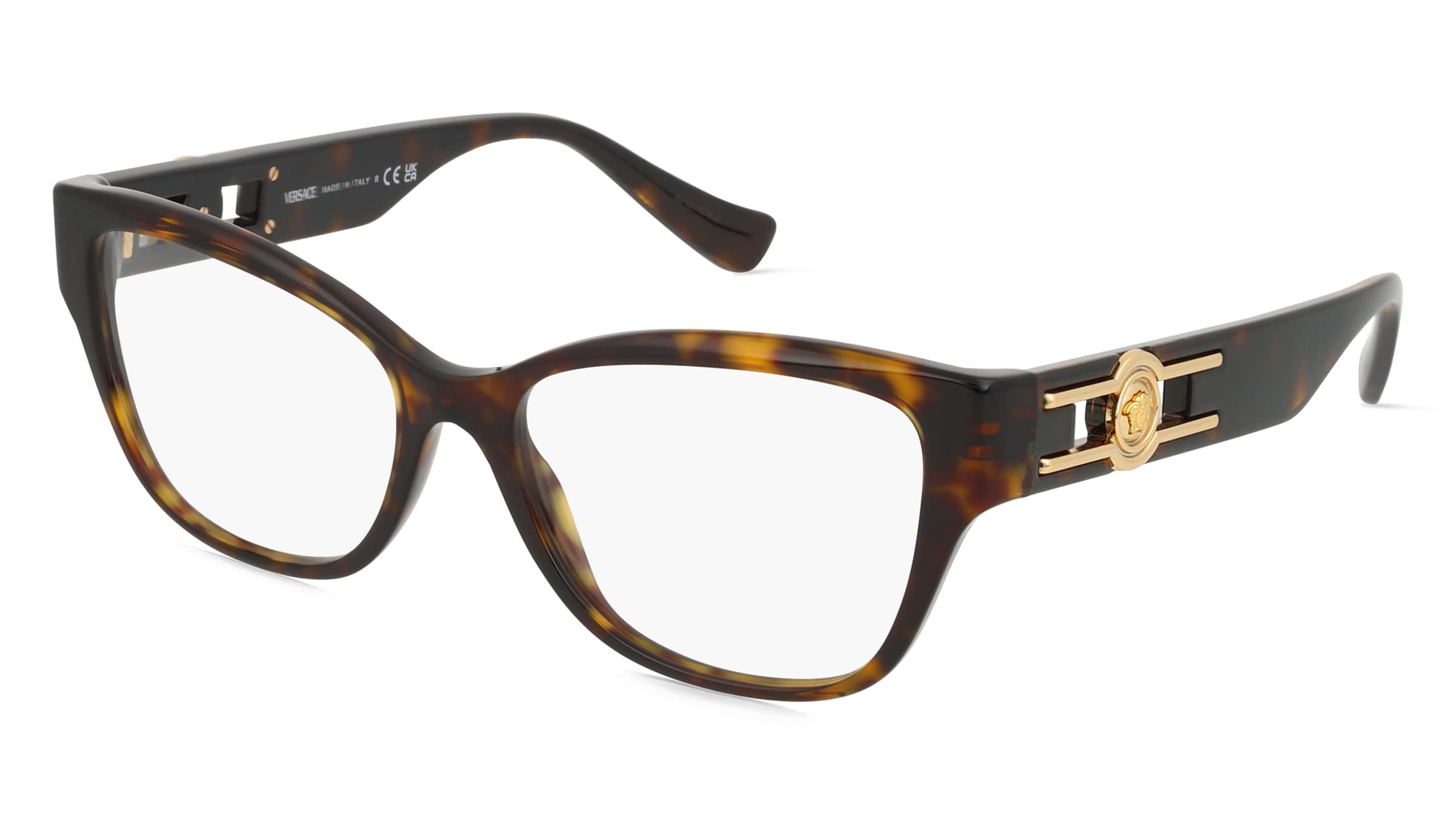 Versace VE3347 Damen-Brille inkl. Gläser Vollrand Quadratisch Acetat-Gestell 54/16/140, Havanna