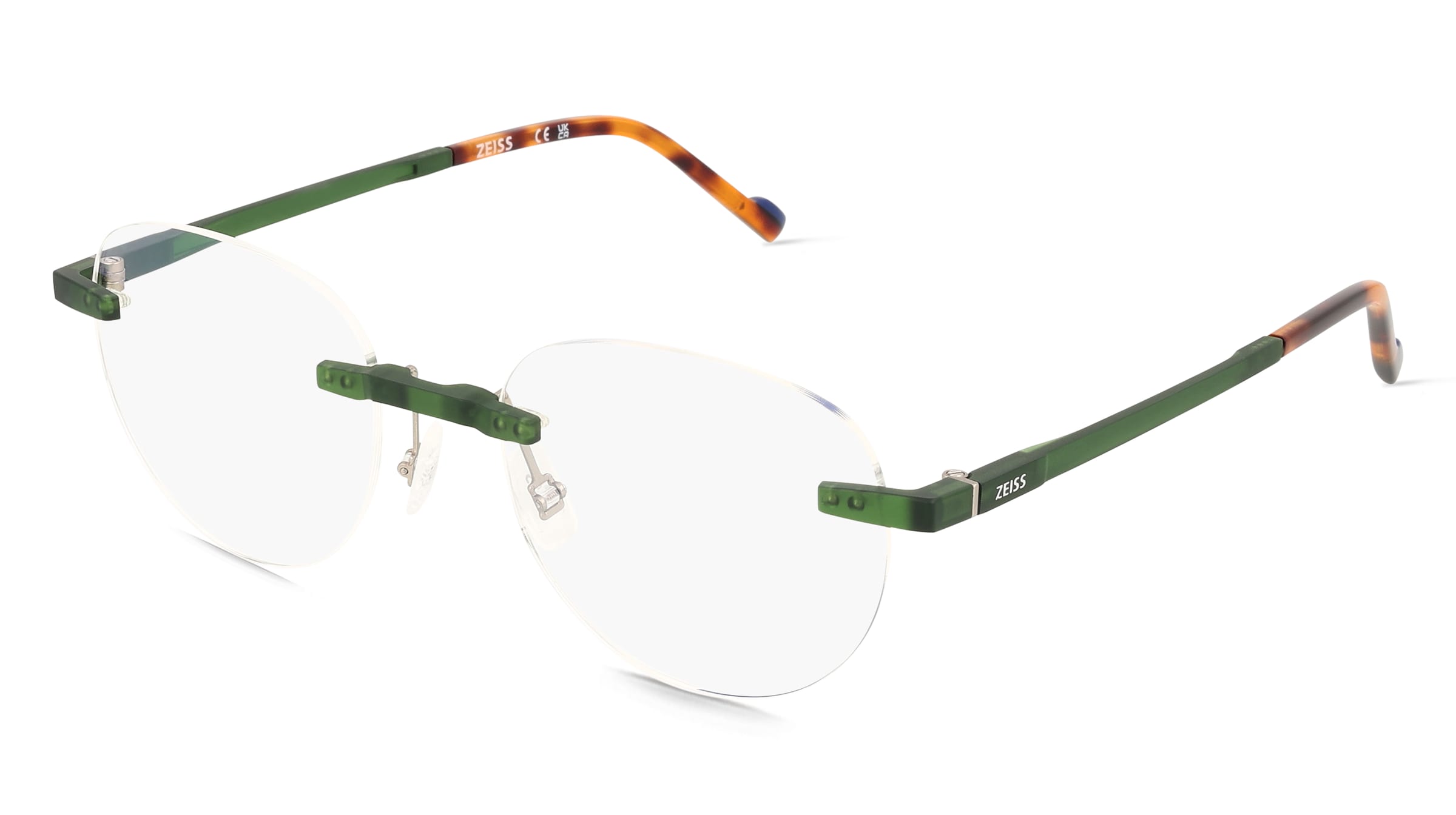 Zeiss ZS25561D Herren-Brille inkl. Gläser Randlos Panto Ultem-Gestell 51/19/145, Grün