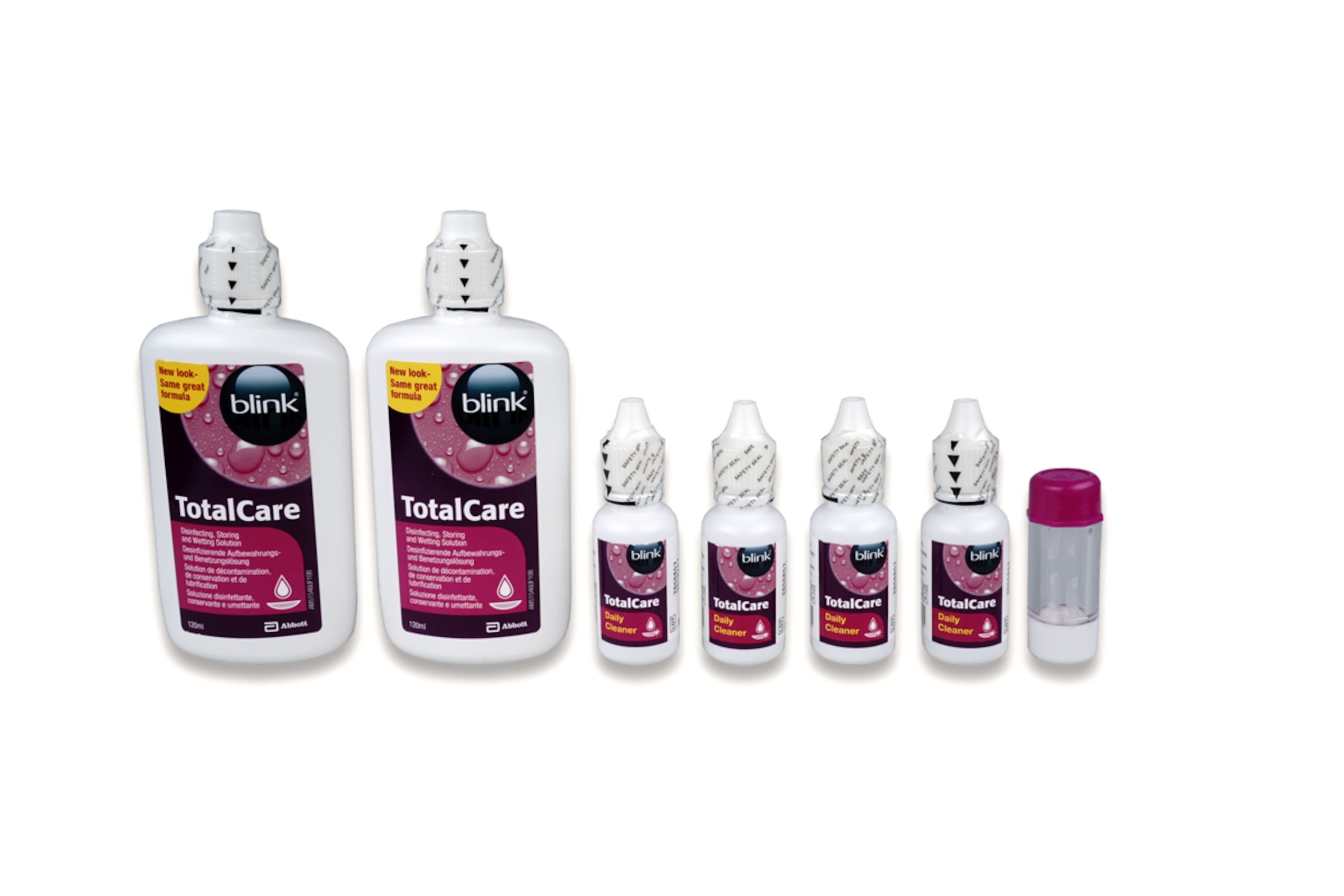 Blink TotalCare Twin Pack (1x Behälter + 2x120ml Reinigung & Aufbewahrung + 4x15ml Reinigungslösung) Aufbewahrung und Reinigung, Pflegemittel