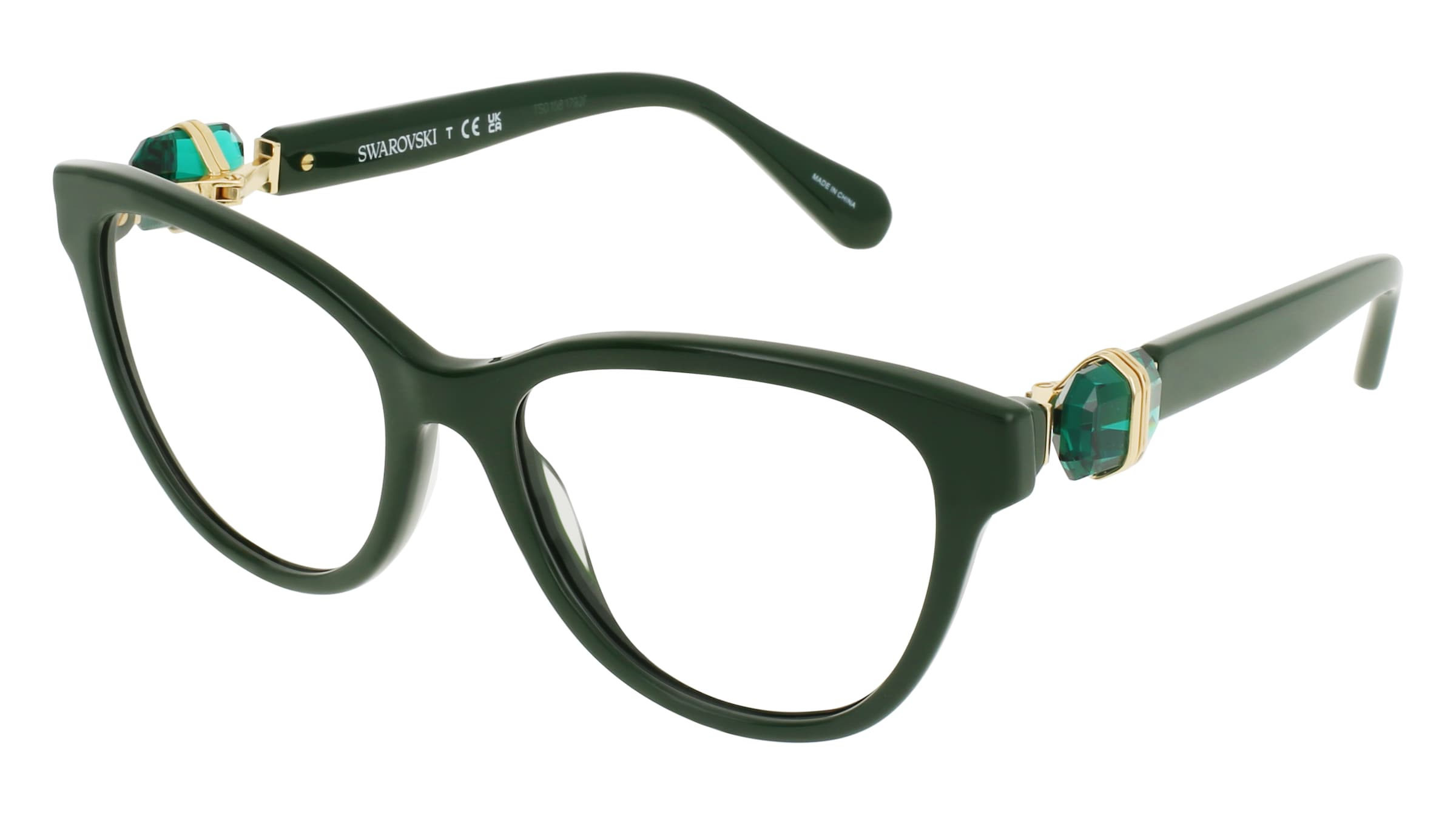 Swarovski 0SK2004 Damen-Brille inkl. Gläser Vollrand Rund Acetat-Gestell 54mm/18mm/135mm, grün