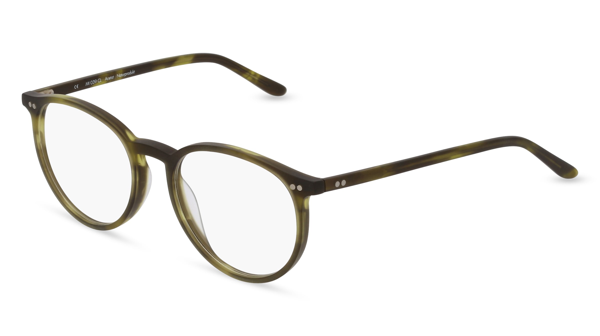 Fielmann MI 039 CL Unisex-Brille inkl. Gläser Vollrand Panto Acetat-Gestell 50/18/140, Grün