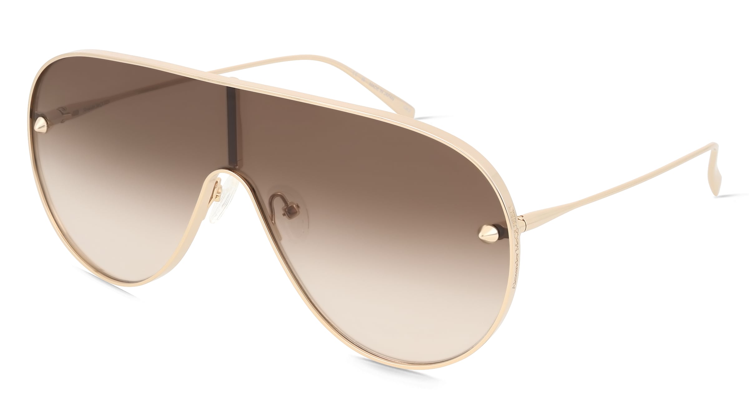Alexander McQueen AM0481S Unisex-Sonnenbrille Vollrand Monoscheibe Metall-Gestell, Gold