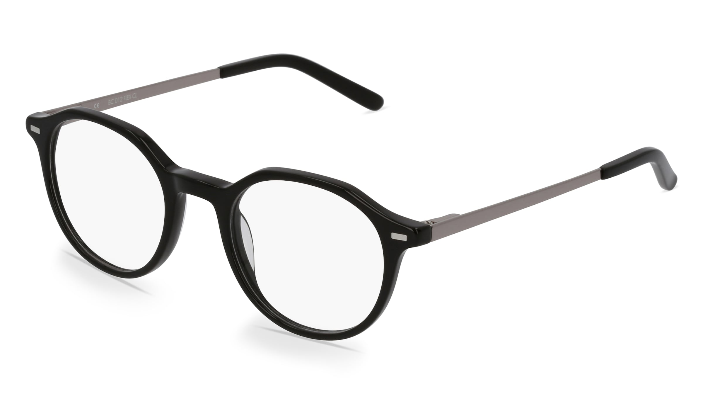 Fielmann BC 012 FLEX CL Unisex-Brille inkl. Gläser Vollrand Panto Kunststoff-Gestell 46/20/135, Schwarz