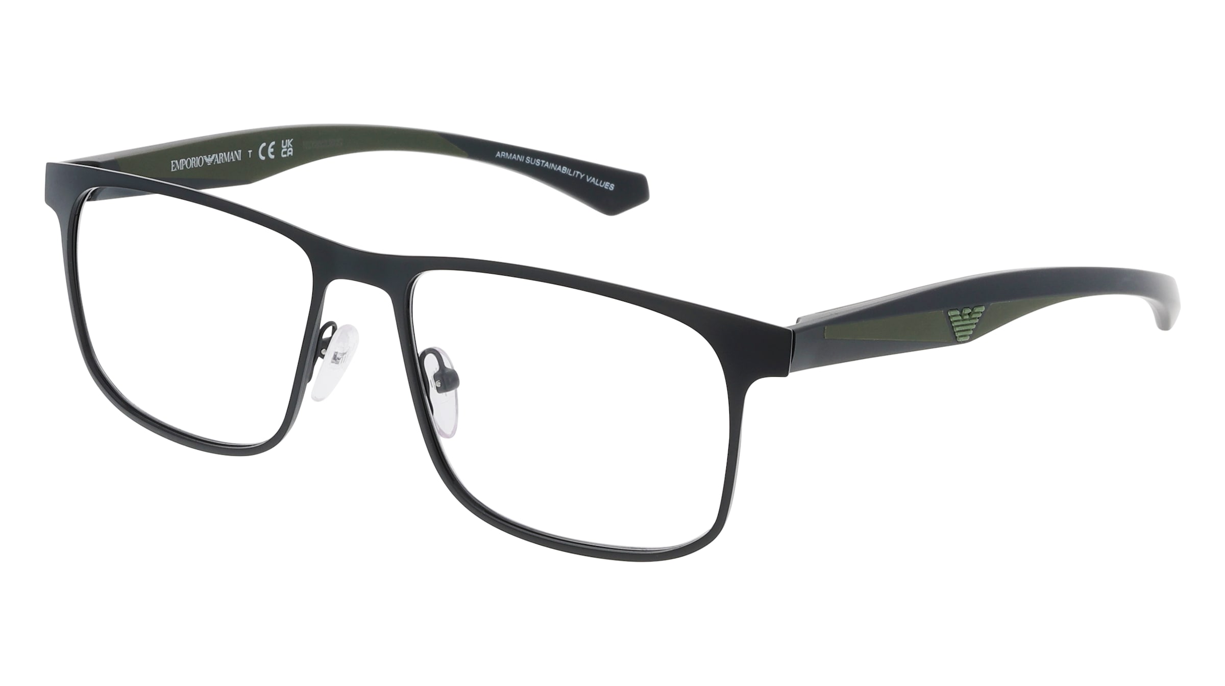 Emporio Armani EA1163 Herren-Brille inkl. Gläser Vollrand Quadratisch Metall-Gestell 55/17/145, Schwarz