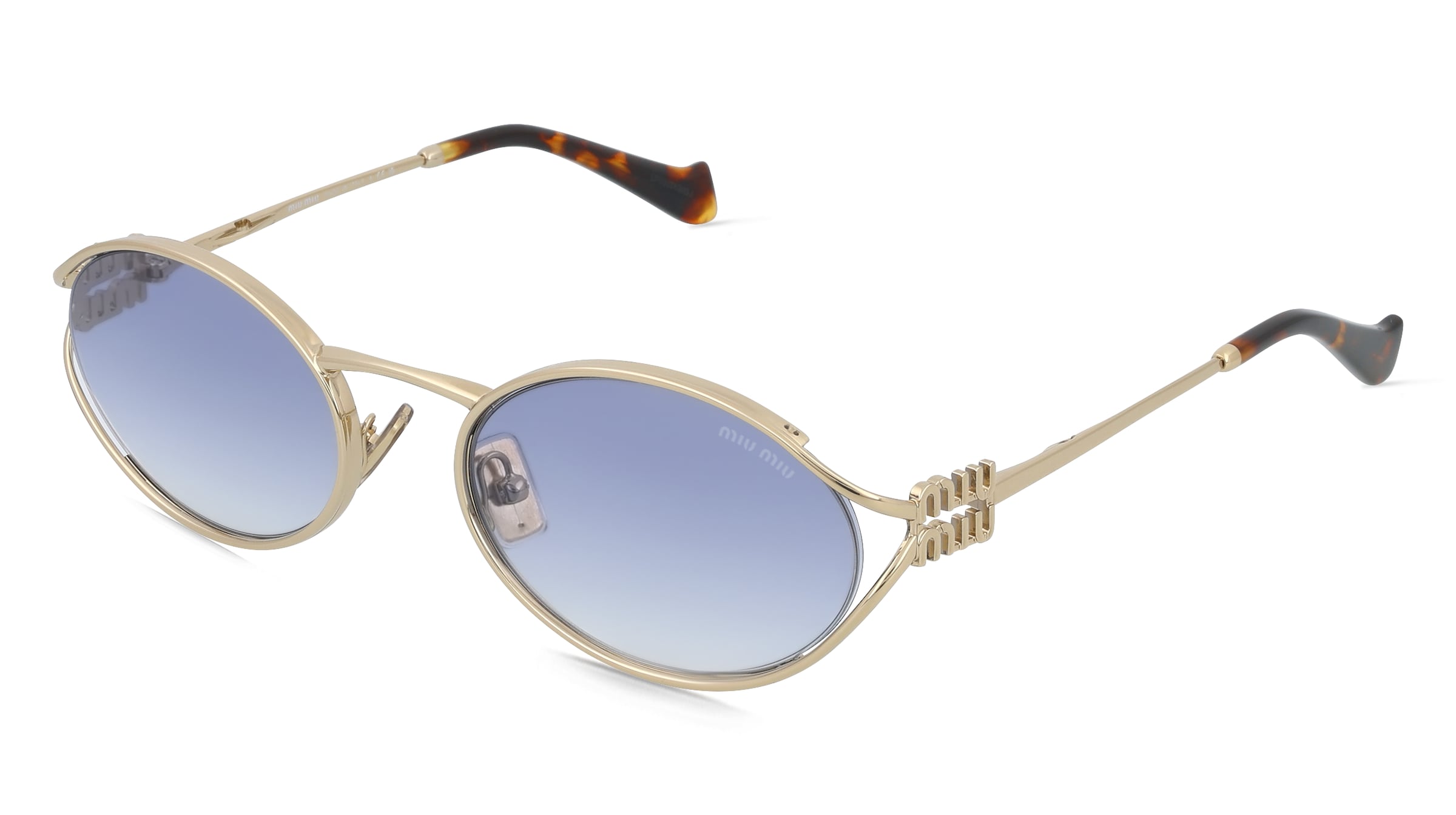 Miu Miu MU 52YS Damen-Sonnenbrille Vollrand Oval Metall-Gestell, Gold