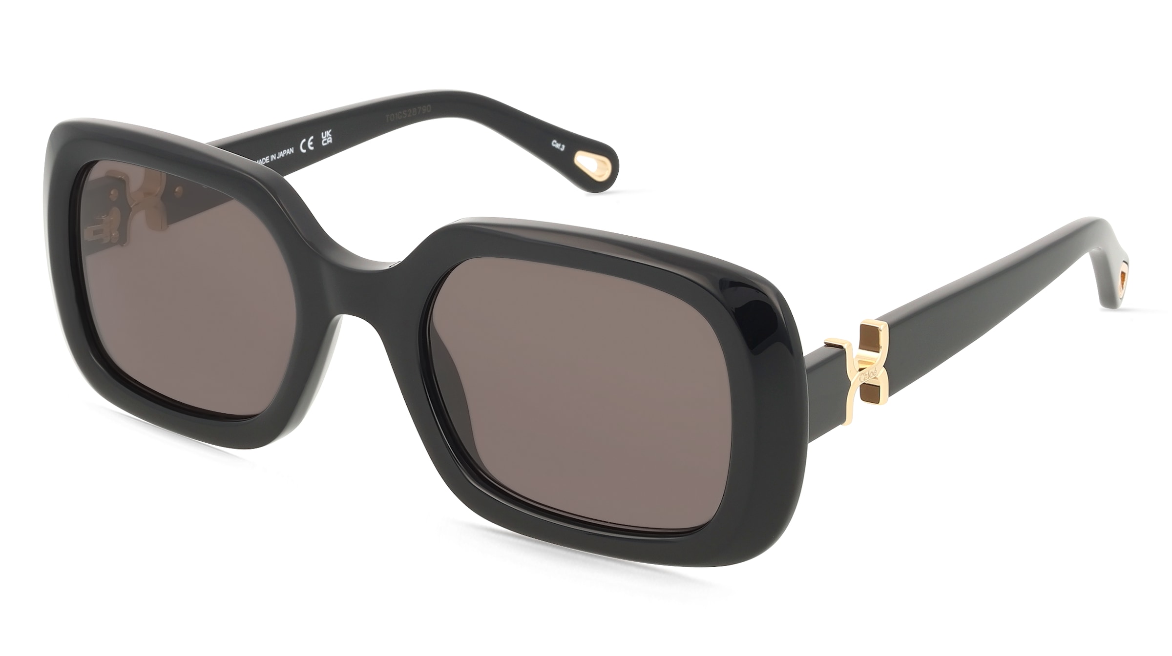 Chloé CH0333S Damen-Sonnenbrille Vollrand Eckig Acetat-Gestell, Schwarz