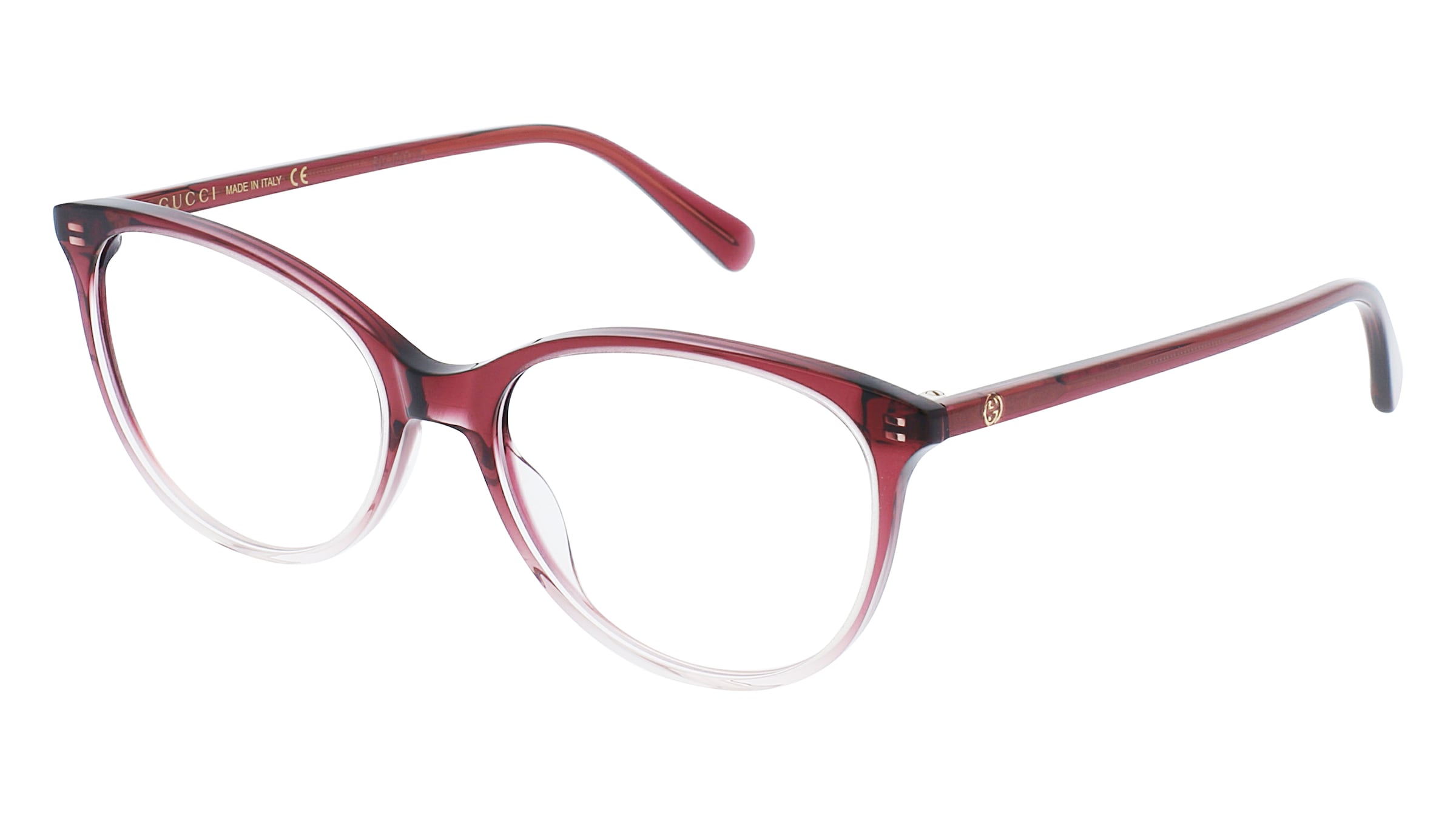 Gucci GG 0550O Damen-Brille inkl. Gläser Vollrand Butterfly Acetat-Gestell 51/16/140, Rot