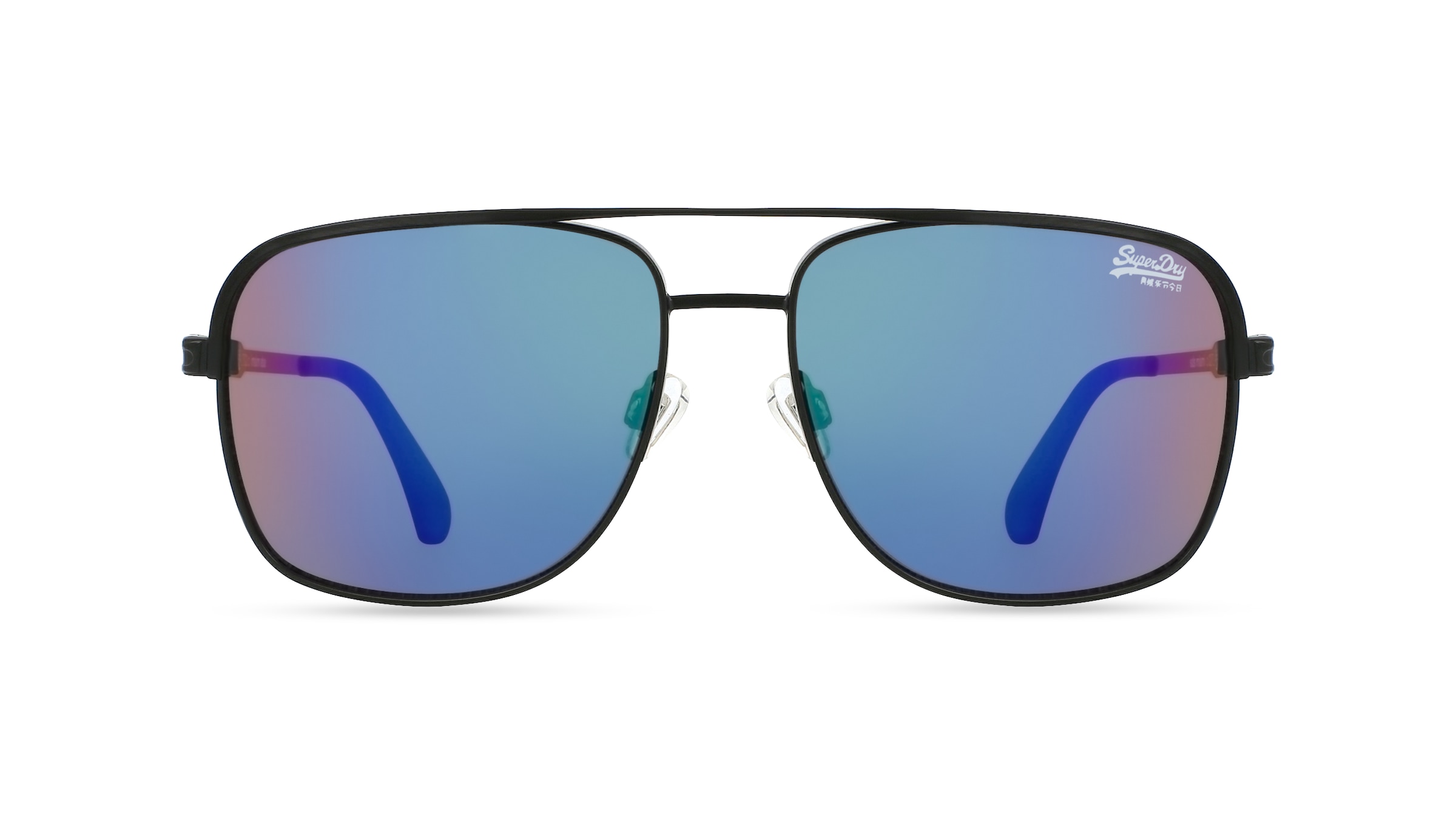 Superdry MIAMI Unisex-Sonnenbrille Vollrand Pilot Metall-Gestell, schwarz