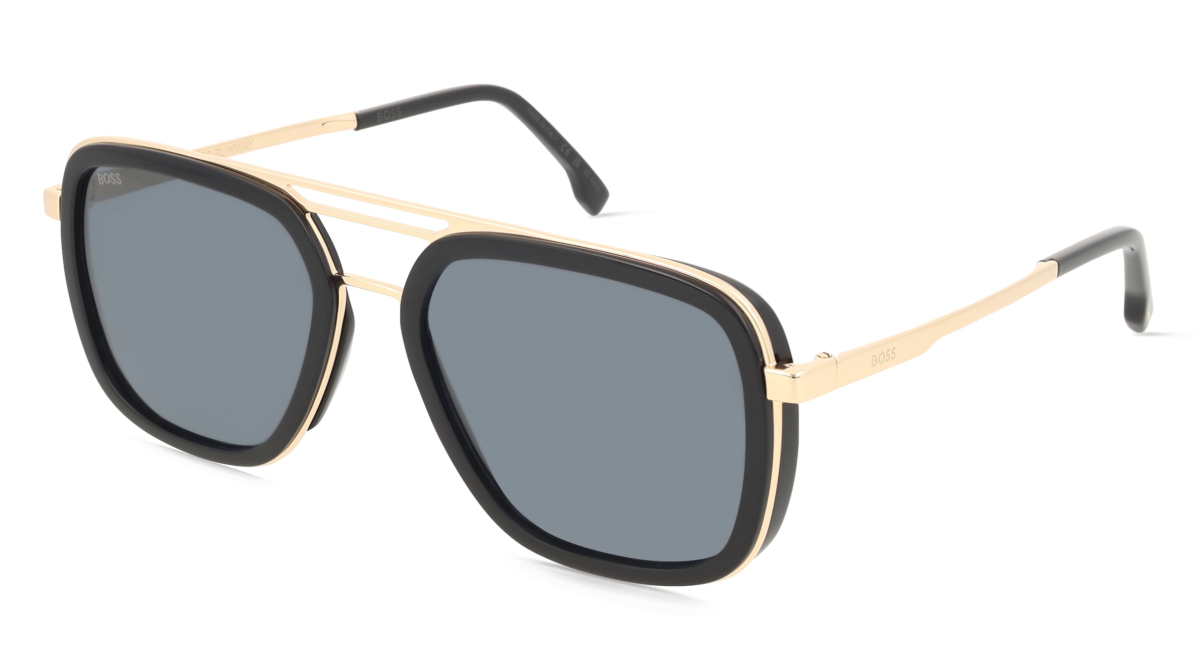 BOSS 1235/S Herren-Sonnenbrille Vollrand Eckig Metall-Gestell, Schwarz