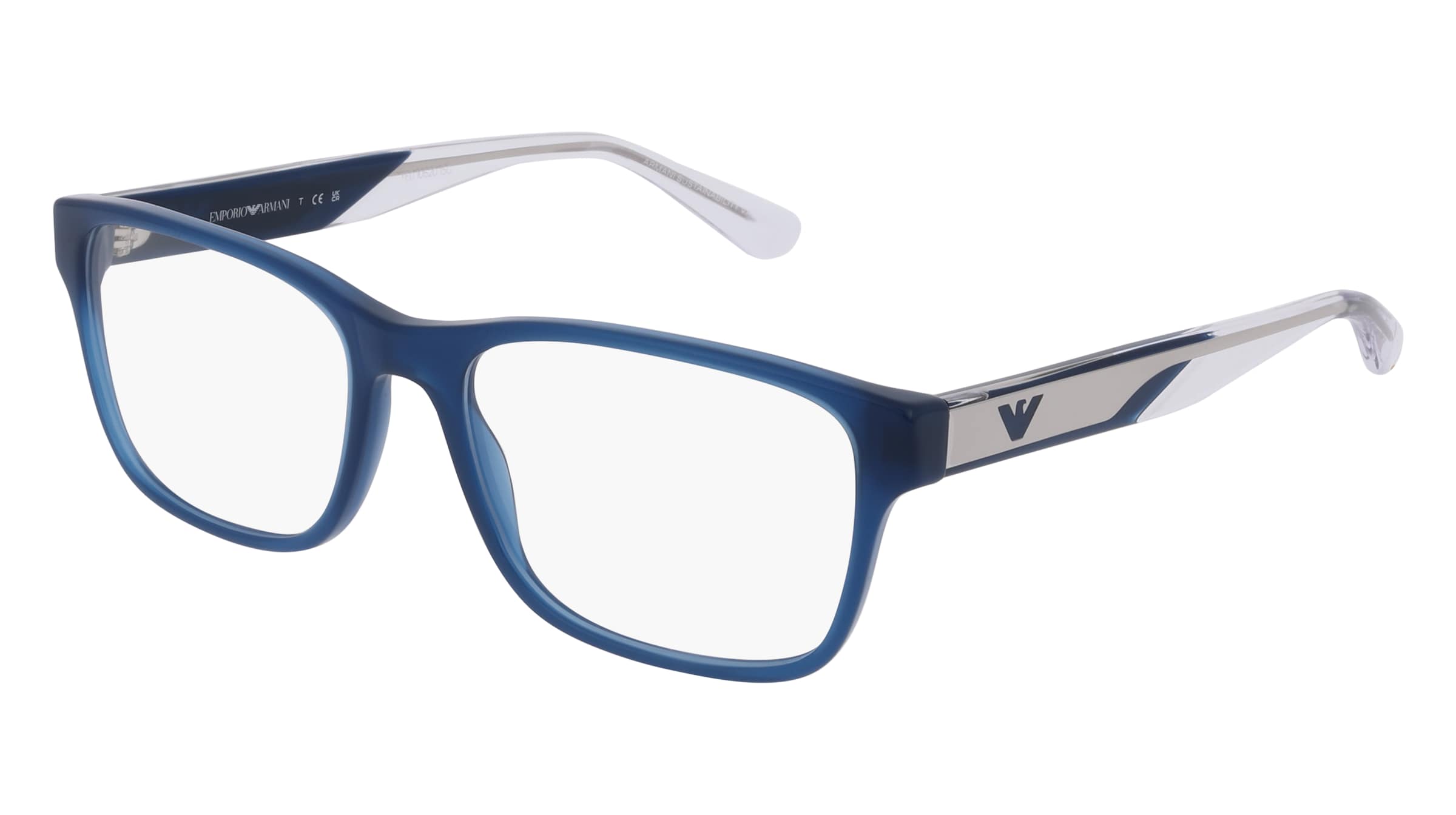 Emporio Armani EA3239 Herren-Brille inkl. Gläser Vollrand Eckig Acetat-Gestell 55/17/145, Blau