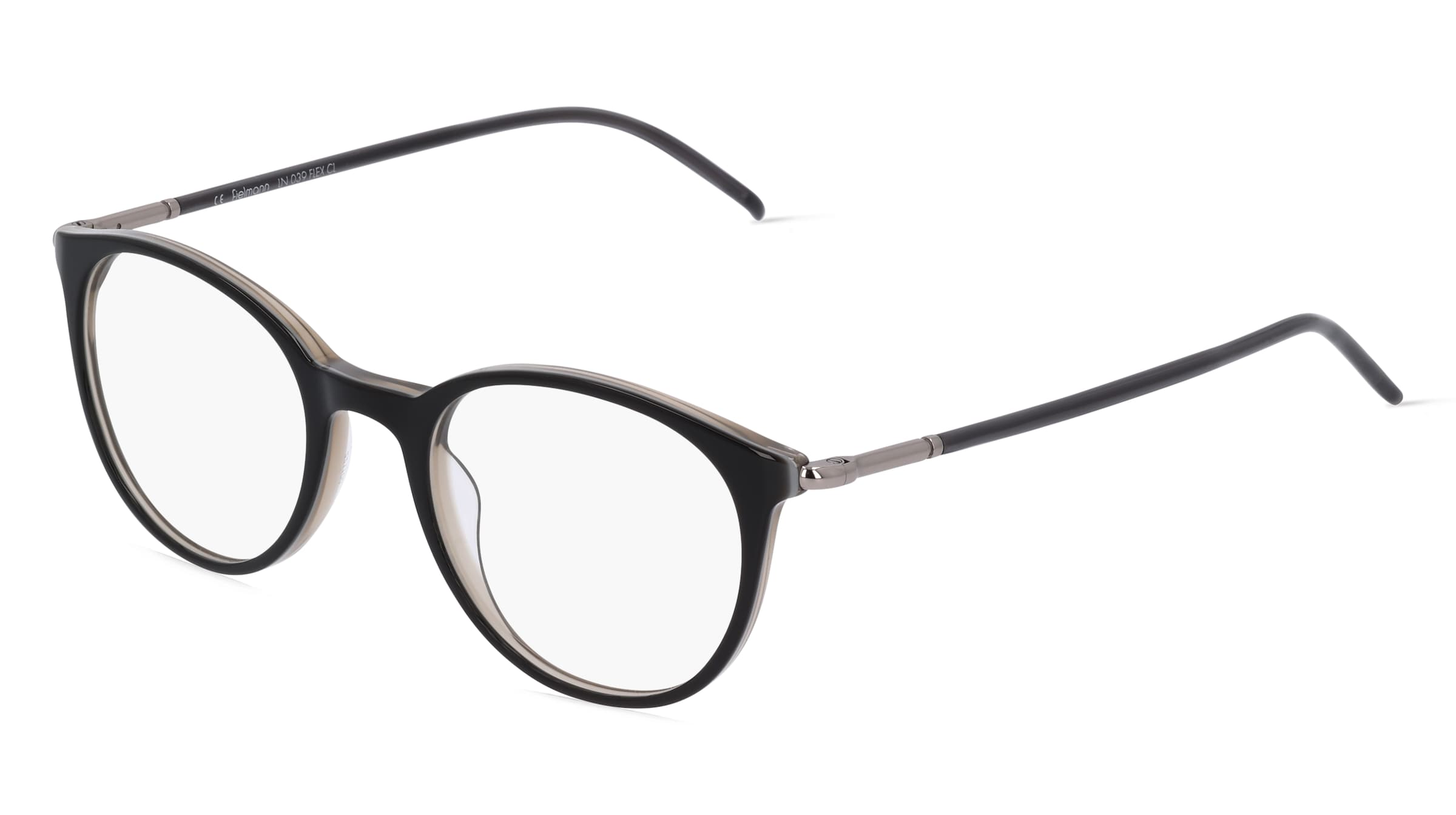 Fielmann LN 039 FLEX CL Unisex-Brille inkl. Gläser Vollrand Panto Acetat-Gestell 48mm/19mm/140mm, schwarz