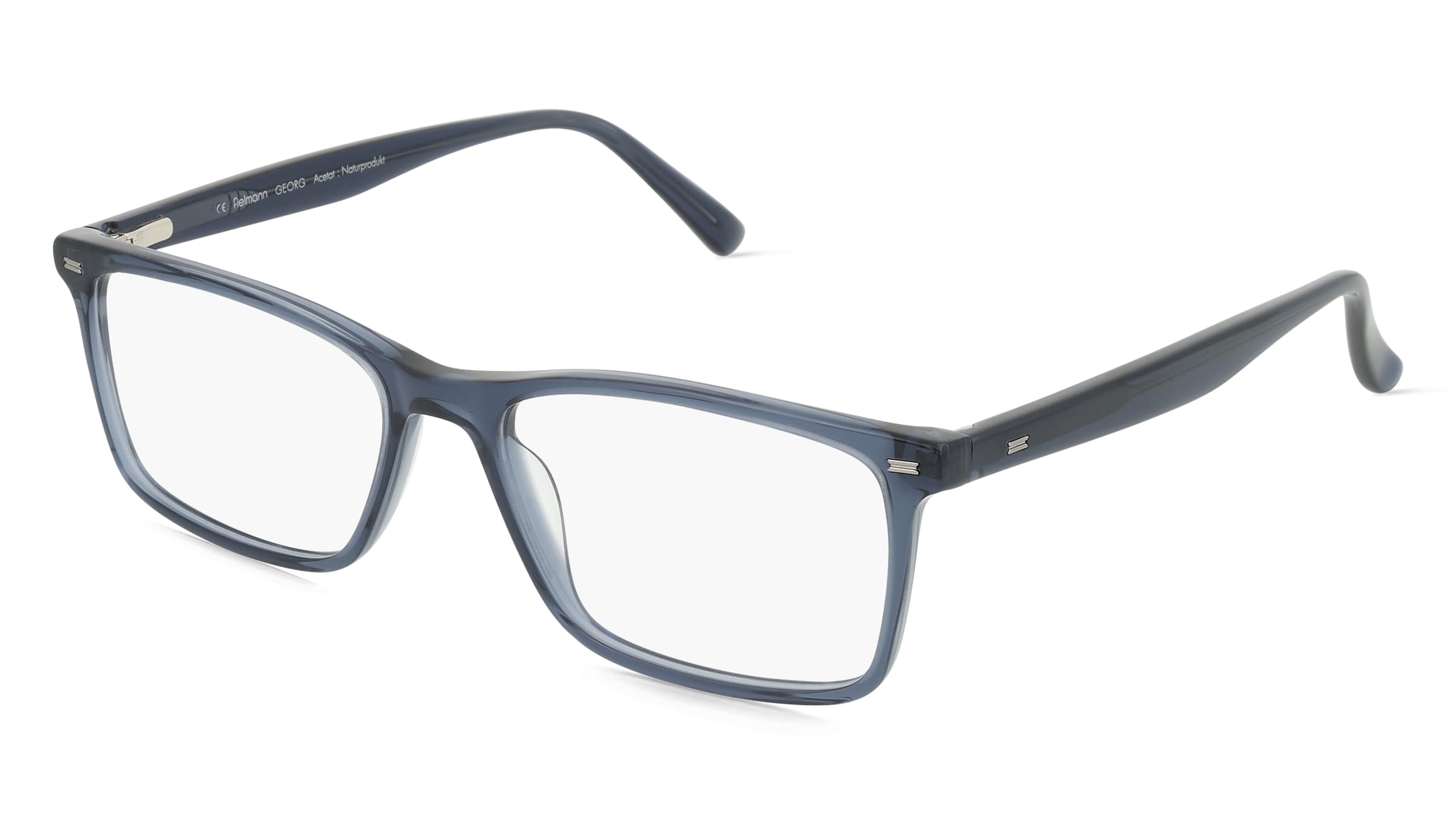 Fielmann BD 552 FLEX CL GEORG Herren-Brille inkl. Gläser Vollrand Quadratisch Acetat-Gestell 55/17/145, Blau