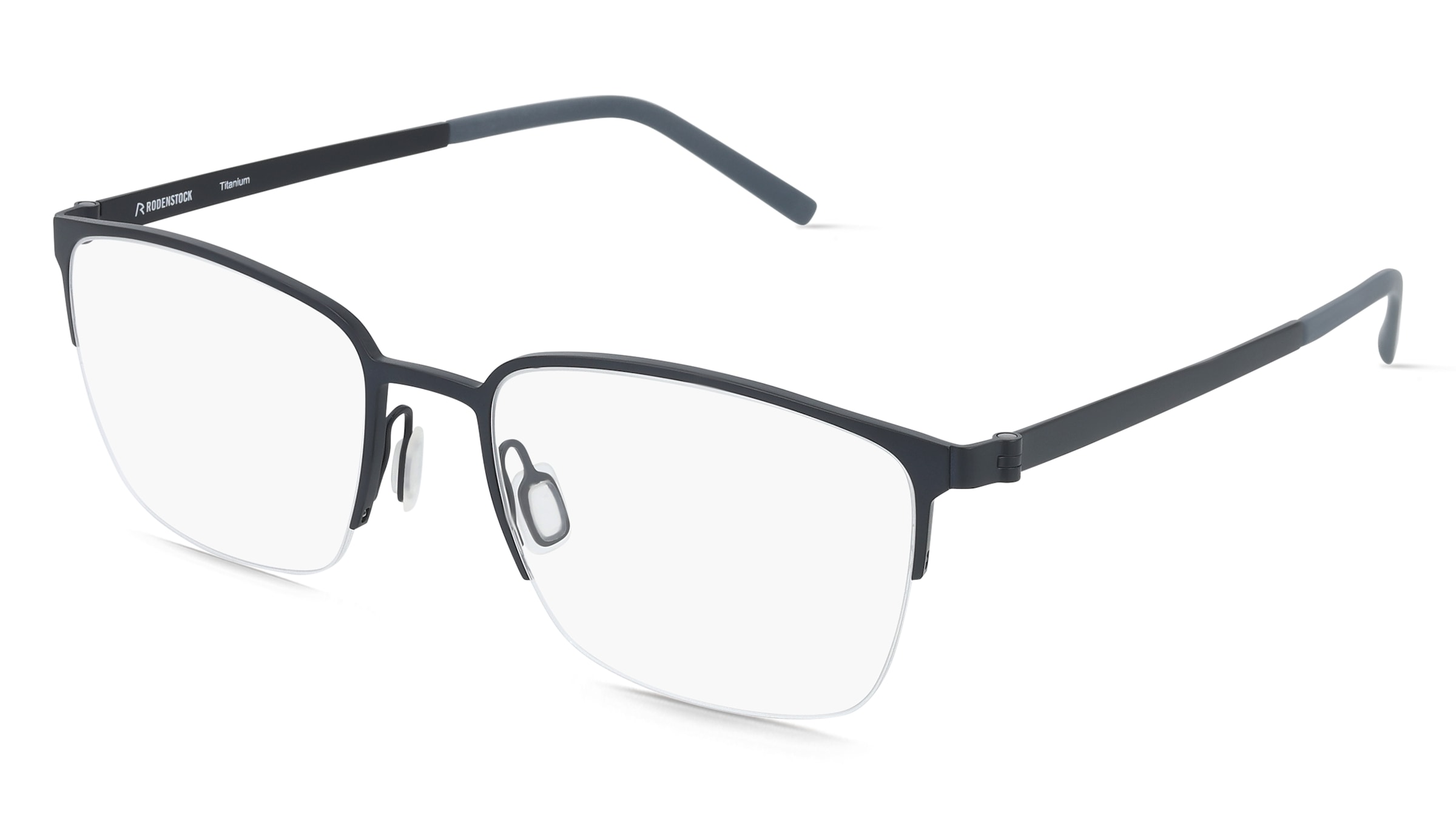 Rodenstock R7170 Herren-Brille inkl. Gläser Halbrand Quadratisch Titan-Gestell 55/19/145, Blau