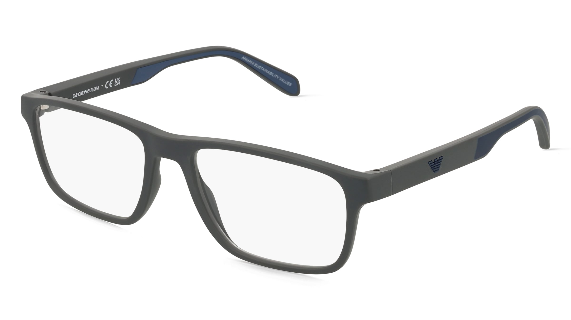 Emporio Armani EA3233 Herren-Brille inkl. Gläser Vollrand Eckig Kunststoff-Gestell 56/17/145, Grau