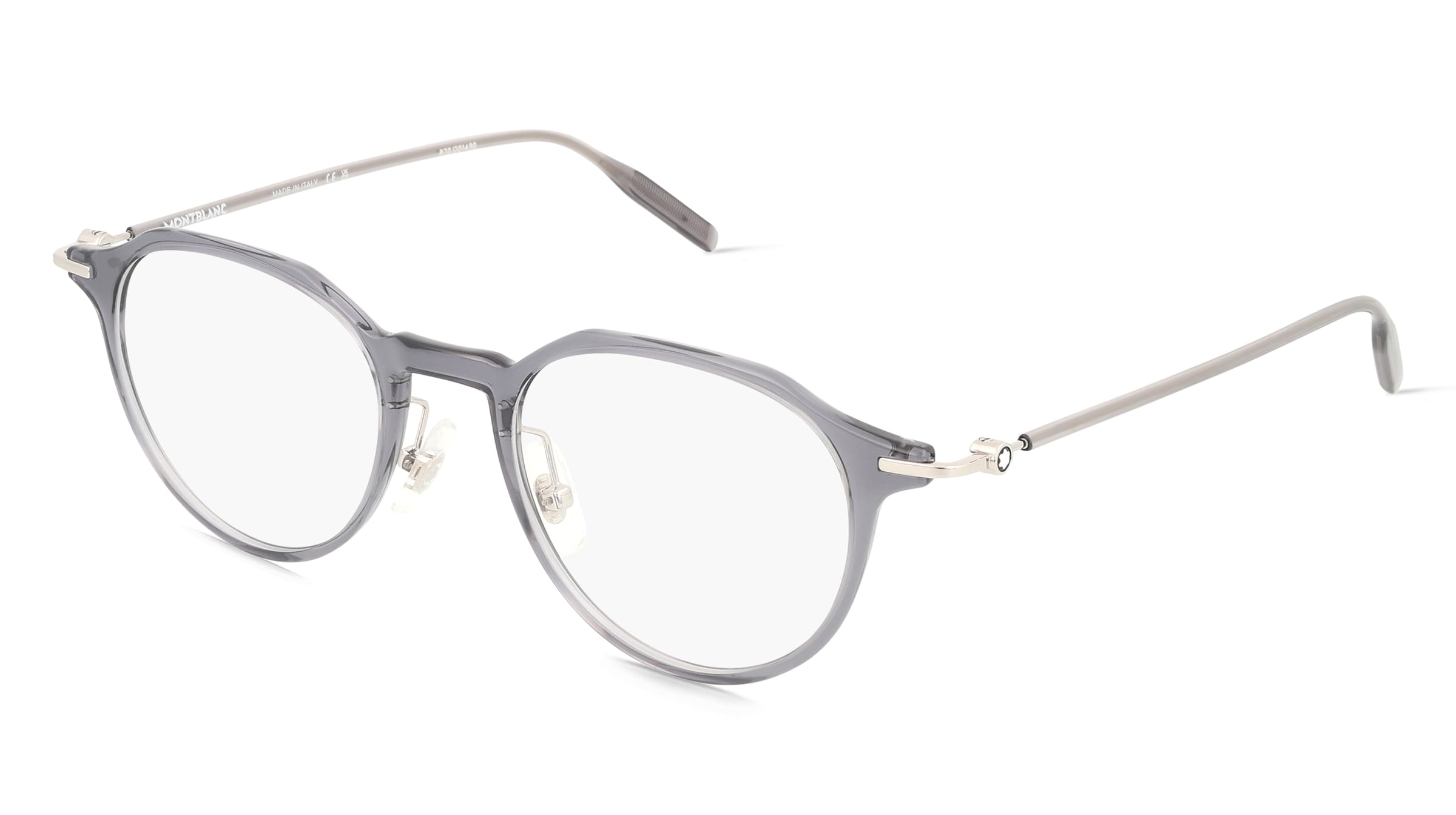 Montblanc MB0355O Herren-Brille inkl. Gläser Vollrand Panto Kunststoff-Gestell 49/20/145, Grau